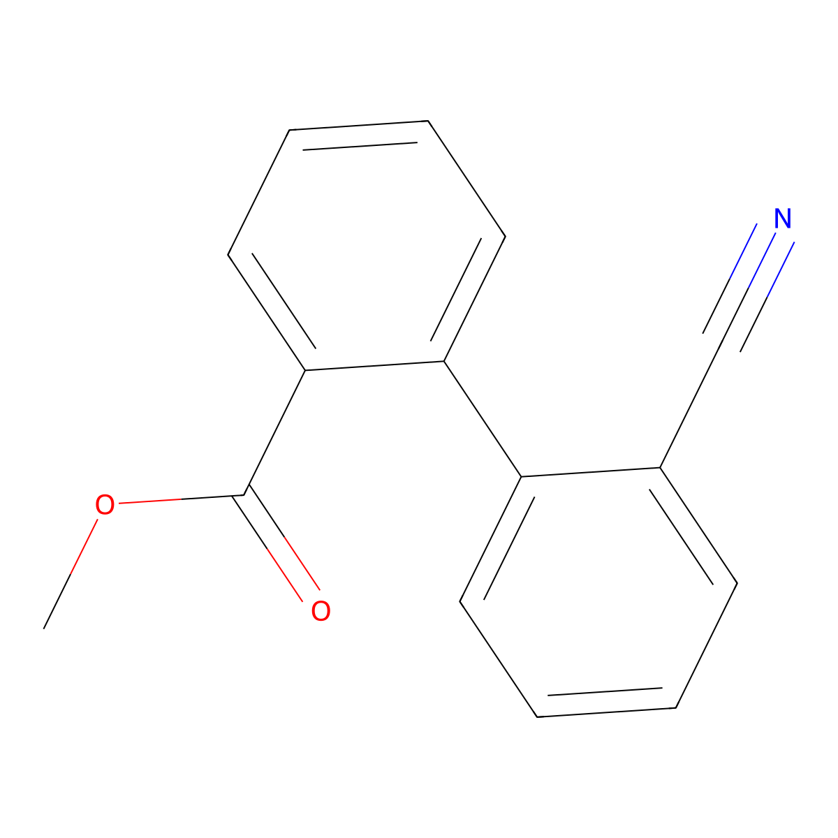 Methyl 2'-cyano[1,1'-biphenyl]-2-carboxylate molecular structure, CAS 295346-65-5