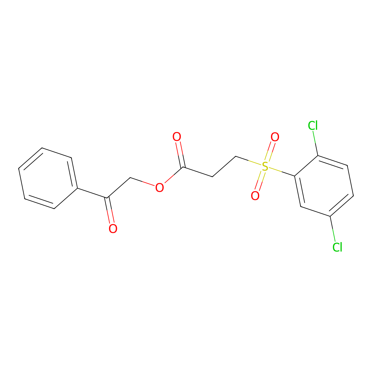 2-Oxo-2-phenylethyl 3-[(2,5-dichlorophenyl)sulfonyl]propanoate molecular structure, CAS 295347-13-6
