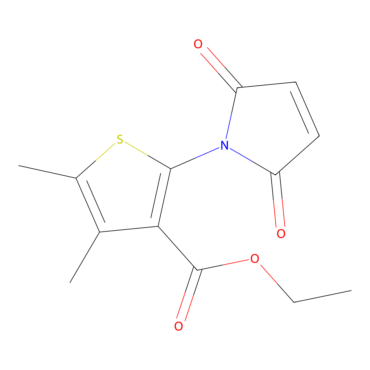 ethyl 2-(2,5-dioxo-2,5-dihydro-1H-pyrrol-1-yl)-4,5-dimethylthiophene-3-carboxylate molecular structure, CAS 295347-54-5