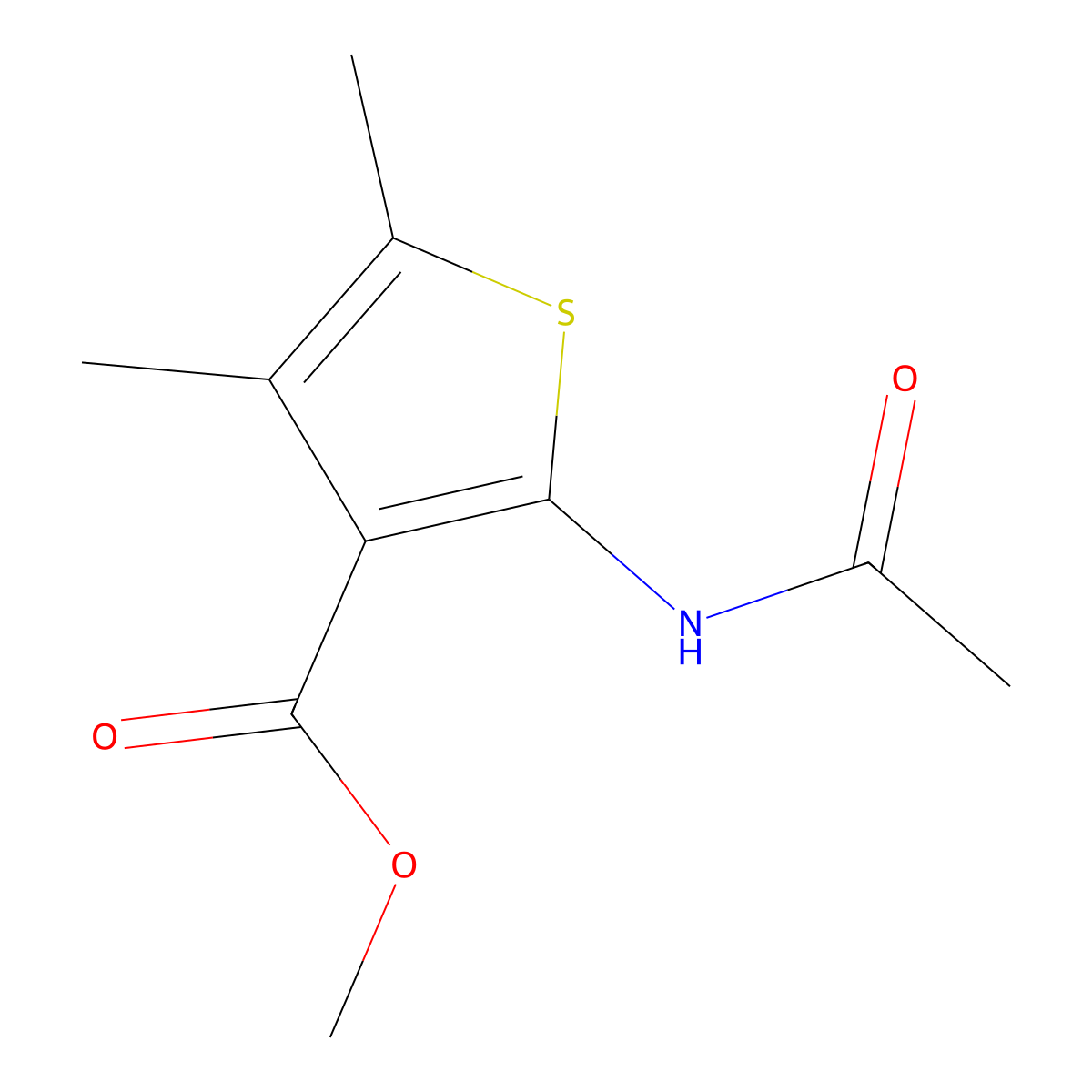 Methyl 2-acetamido-4,5-dimethylthiophene-3-carboxylate molecular structure, CAS 295347-64-7