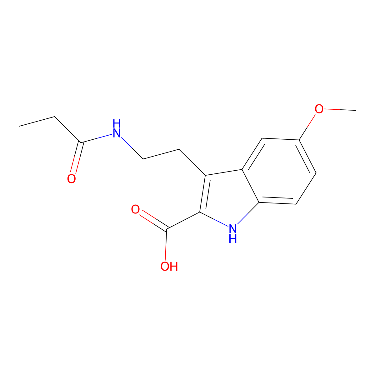 5-methoxy-3-[2-(propanoylamino)ethyl]-1H-indole-2-carboxylic acid molecular structure, CAS 295347-67-0