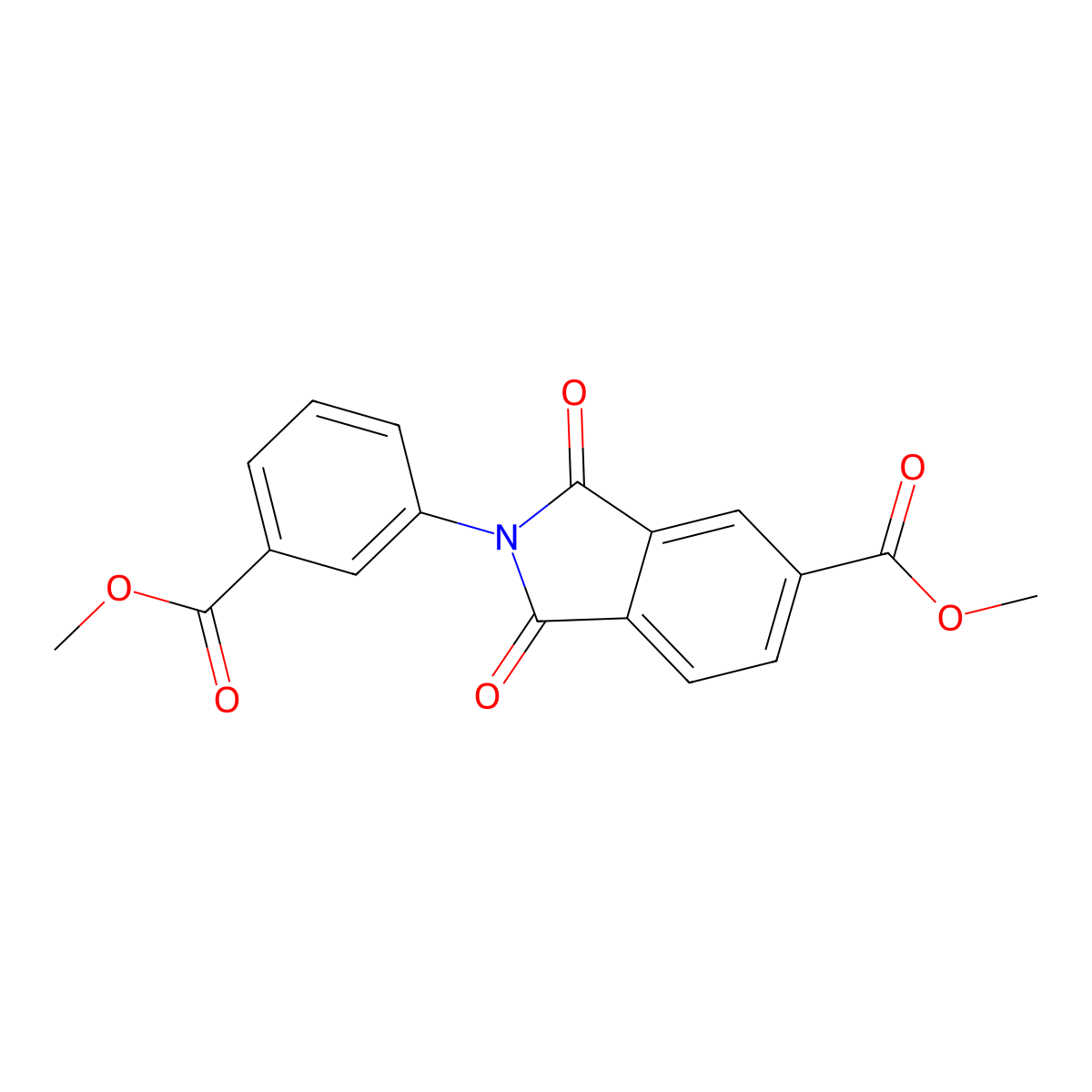 Methyl 2-(3-methoxycarbonylphenyl)-1,3-dioxoisoindole-5-carboxylate molecular structure, CAS 295347-97-6