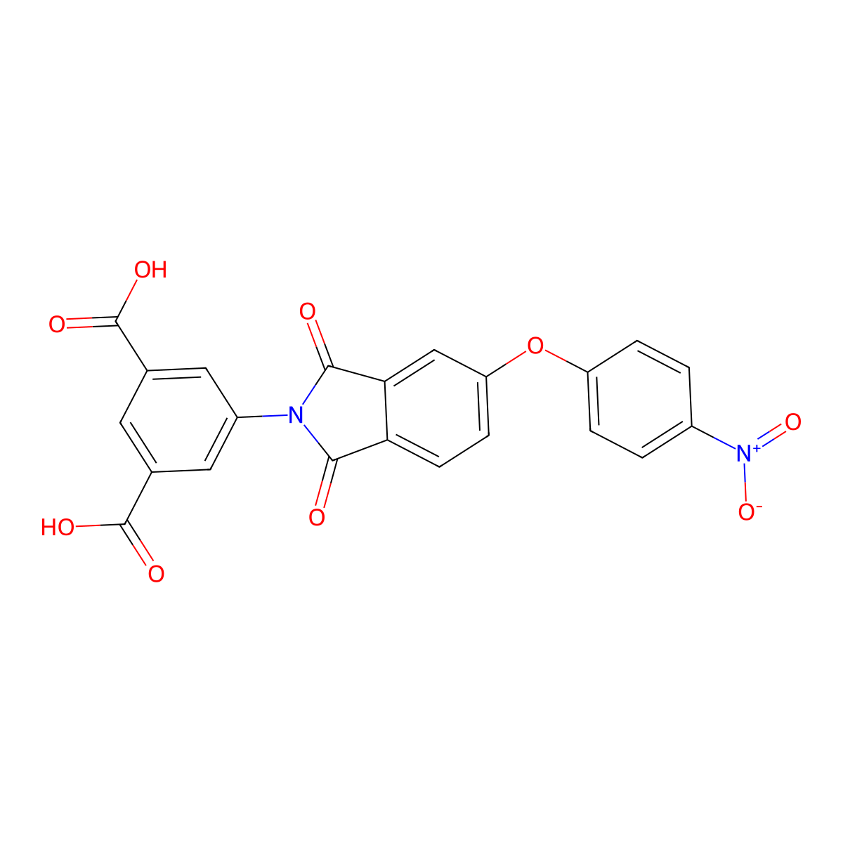 5-[5-(4-nitrophenoxy)-1,3-dioxo-1,3-dihydro-2H-isoindol-2-yl]benzene-1,3-dicarboxylic acid molecular structure, CAS 295348-04-8
