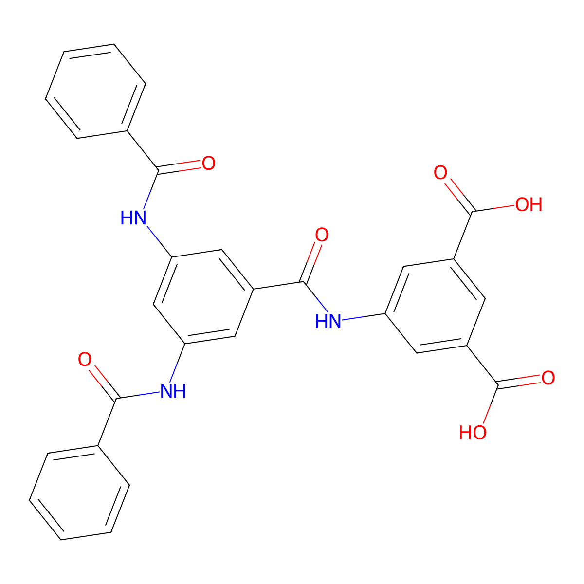5-{[3,5-Bis(phenylcarbonylamino)phenyl]carbonylamino}benzene-1,3-dicarboxylic acid molecular structure, CAS 295348-33-3