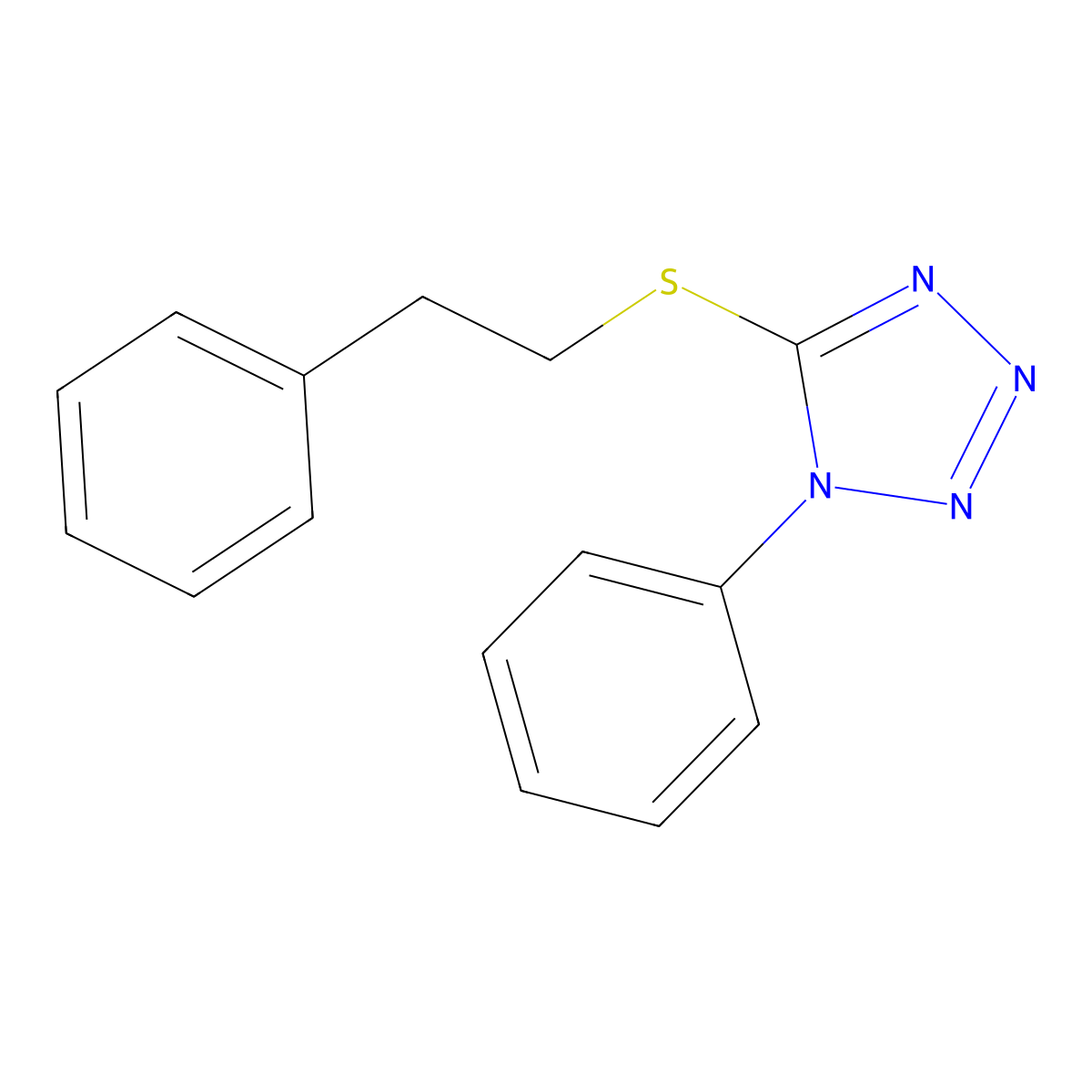 1-Phenyl-5-(2-phenylethylthio)-1,2,3,4-tetraazole molecular structure, CAS 295360-72-4