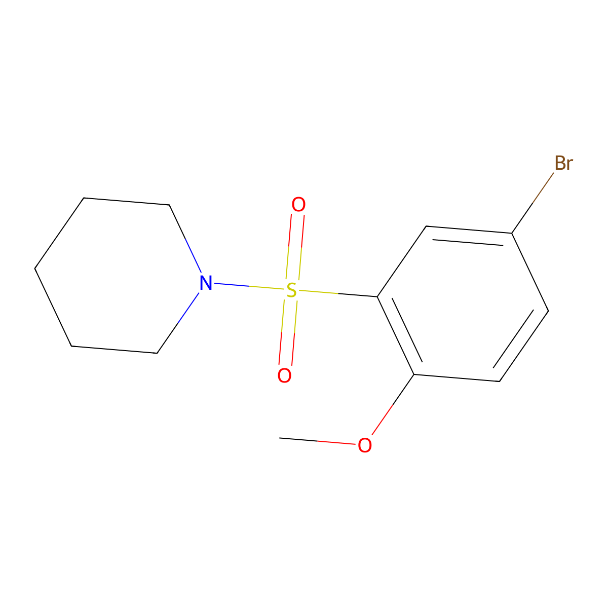 1-((5-Bromo-2-methoxyphenyl)sulfonyl)piperidine molecular structure, CAS 295360-83-7
