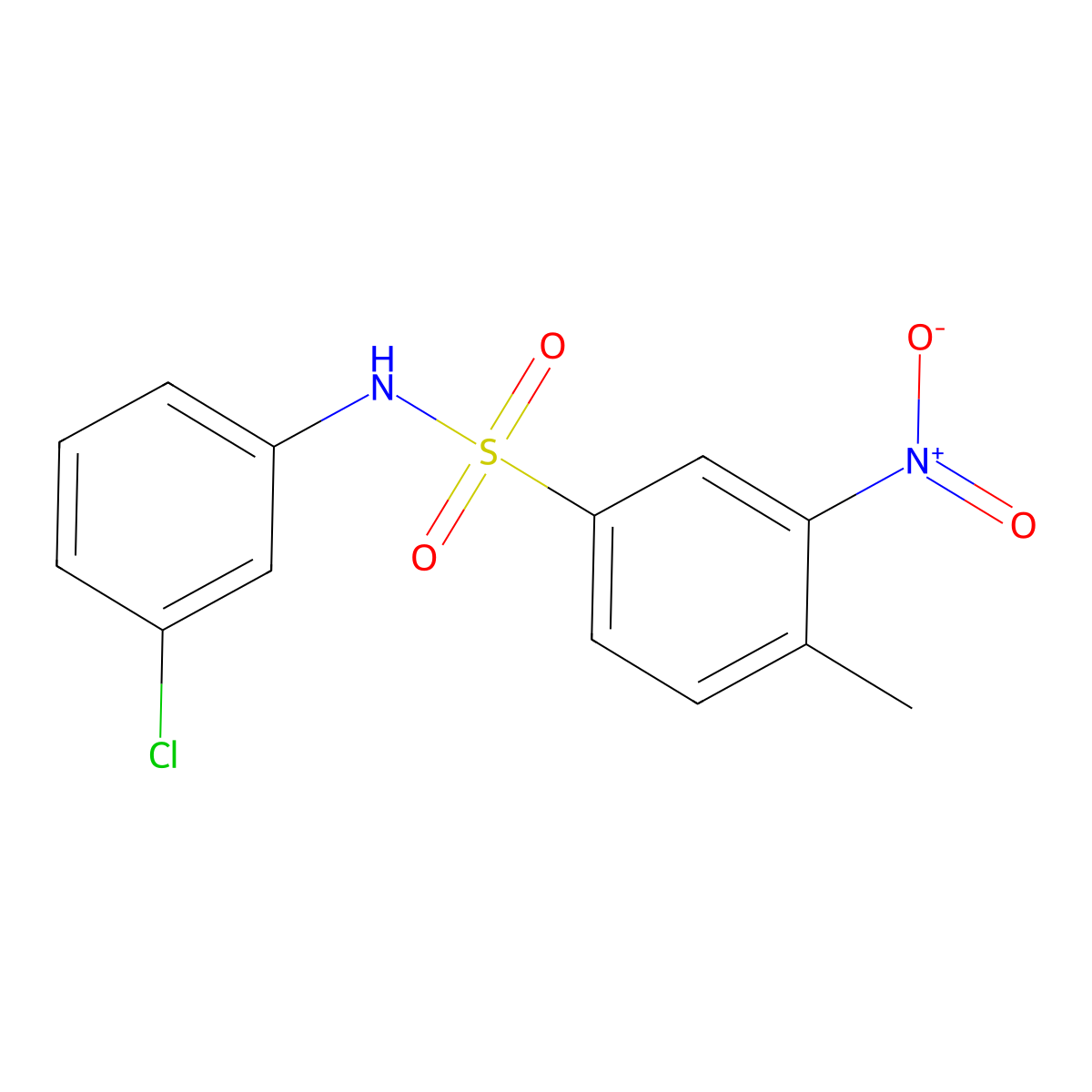 N-(3-chlorophenyl)-4-methyl-3-nitrobenzenesulfonamide molecular structure, CAS 295361-00-1