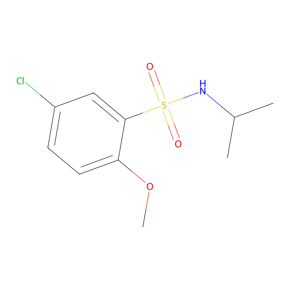 5-chloro-2-methoxy-N-propan-2-ylbenzenesulfonamide molecular structure, CAS 295361-18-1