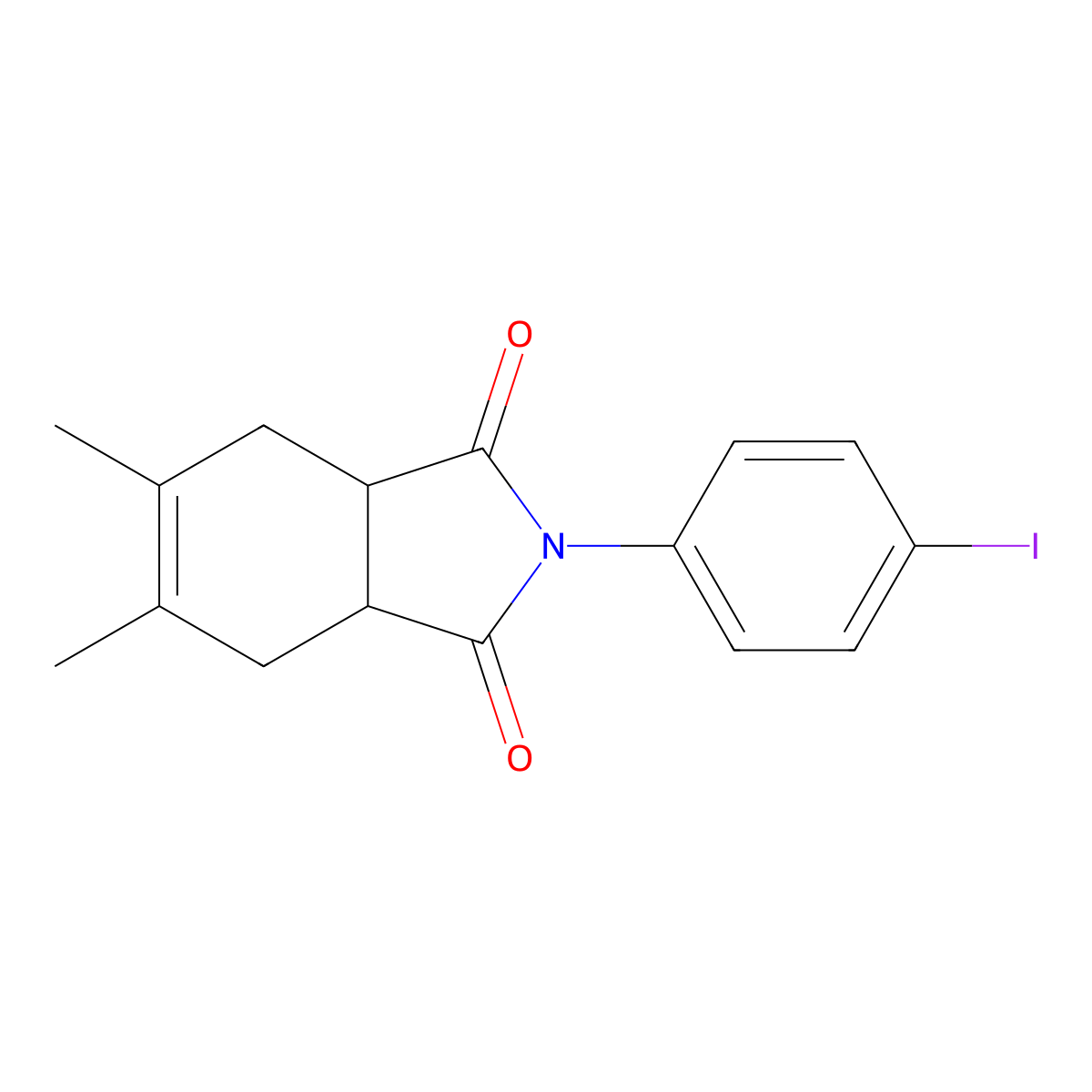 2-(4-iodophenyl)-5,6-dimethyl-3a,4,7,7a-tetrahydro-1H-isoindole-1,3(2H)-dione molecular structure, CAS 295361-51-2