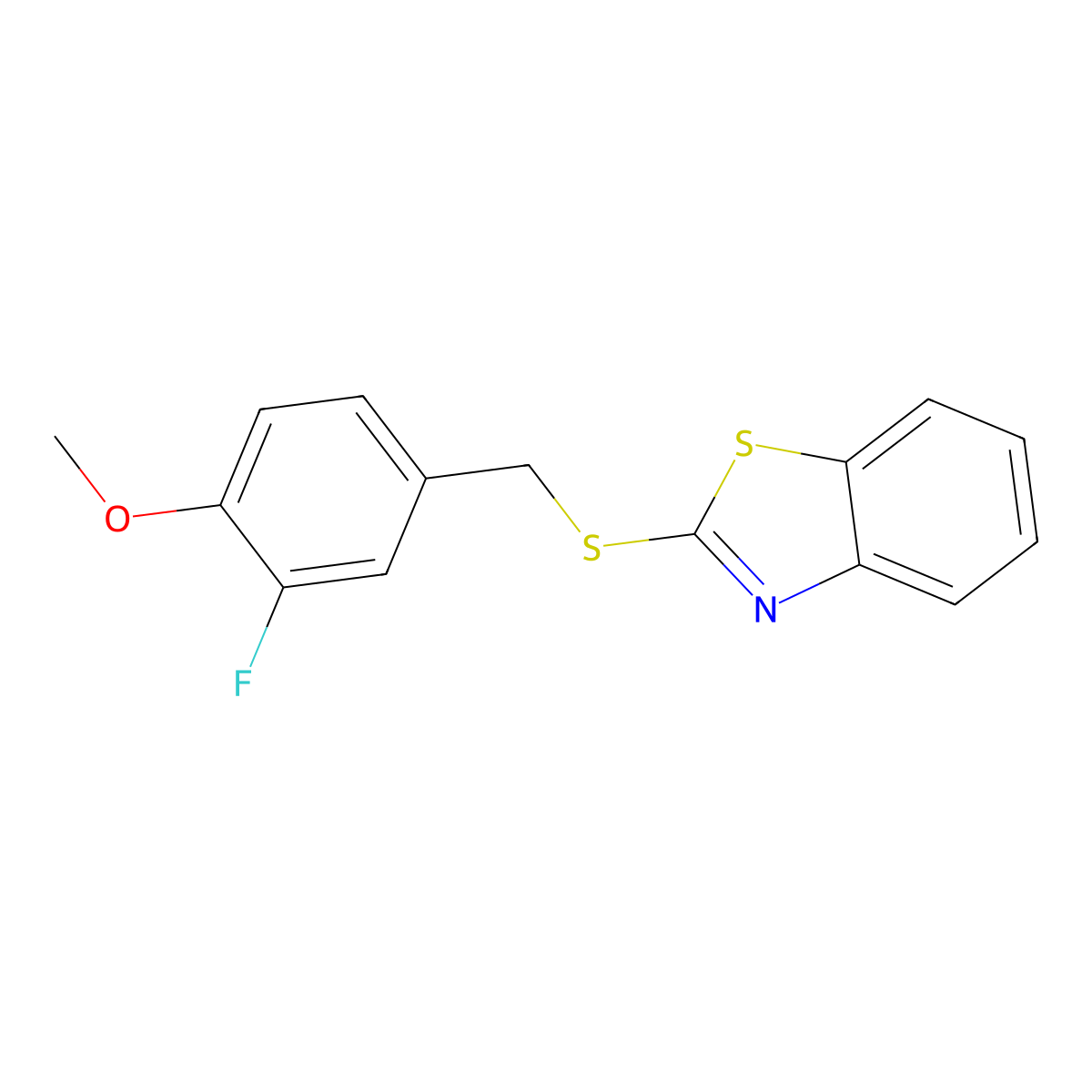 2-[(3-Fluoro-4-methoxyphenyl)methylsulfanyl]-1,3-benzothiazole molecular structure, CAS 295361-61-4