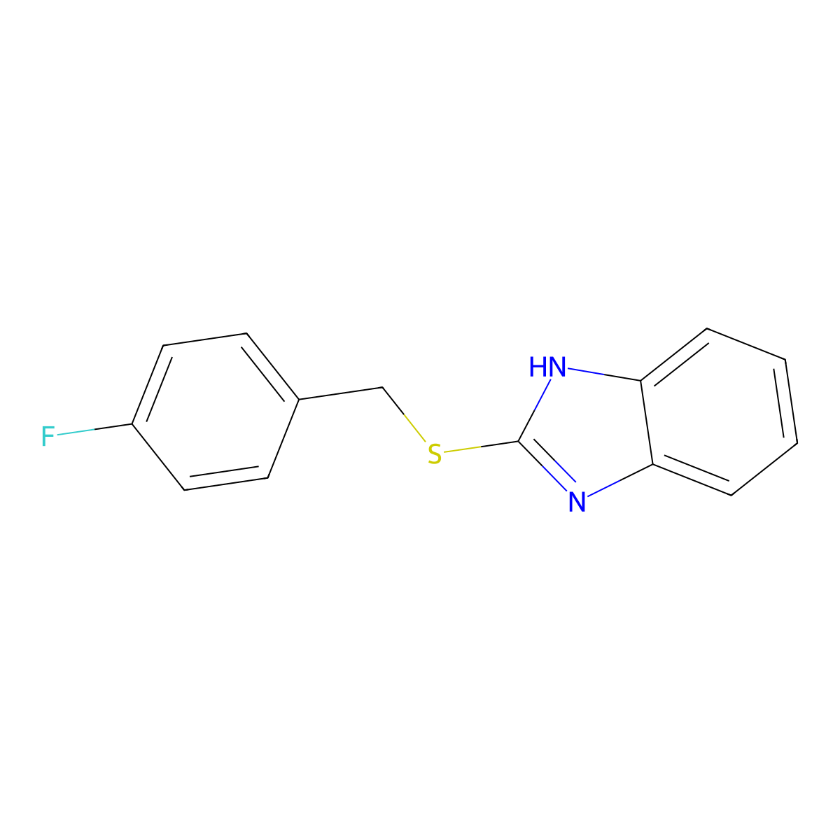 2-[(4-fluorophenyl)methylsulfanyl]-1H-benzimidazole molecular structure, CAS 295361-62-5