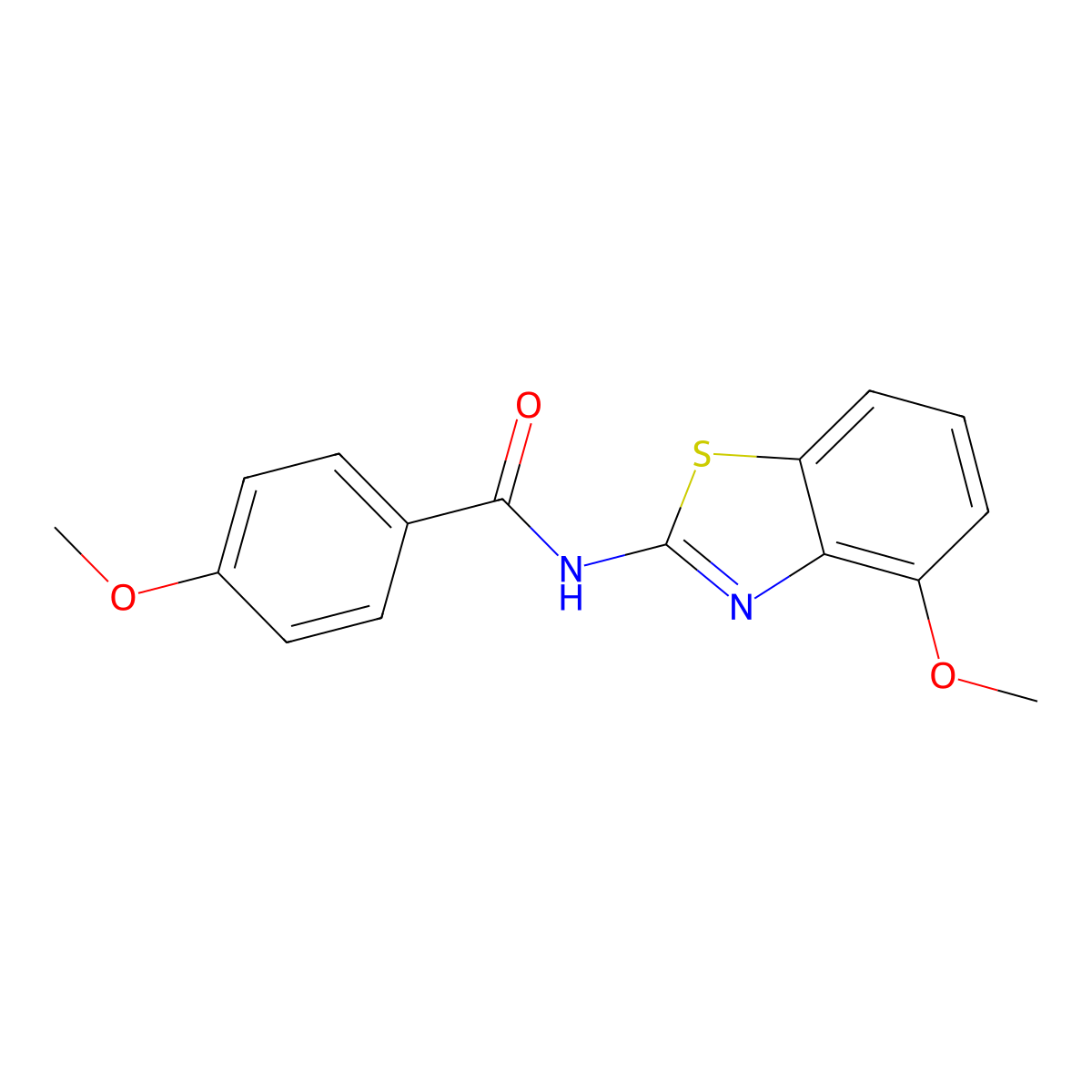4-methoxy-N-(4-methoxy-1,3-benzothiazol-2-yl)benzamide molecular structure, CAS 295361-98-7
