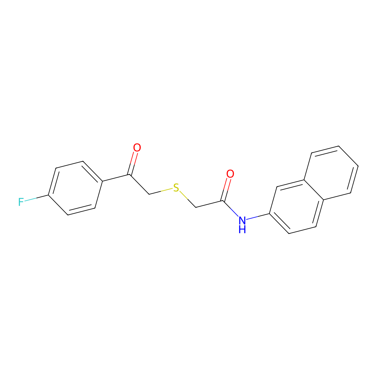 2-((2-(4-Fluorophenyl)-2-oxoethyl)thio)-N-2-naphthalenylacetamide molecular structure, CAS 295362-07-1