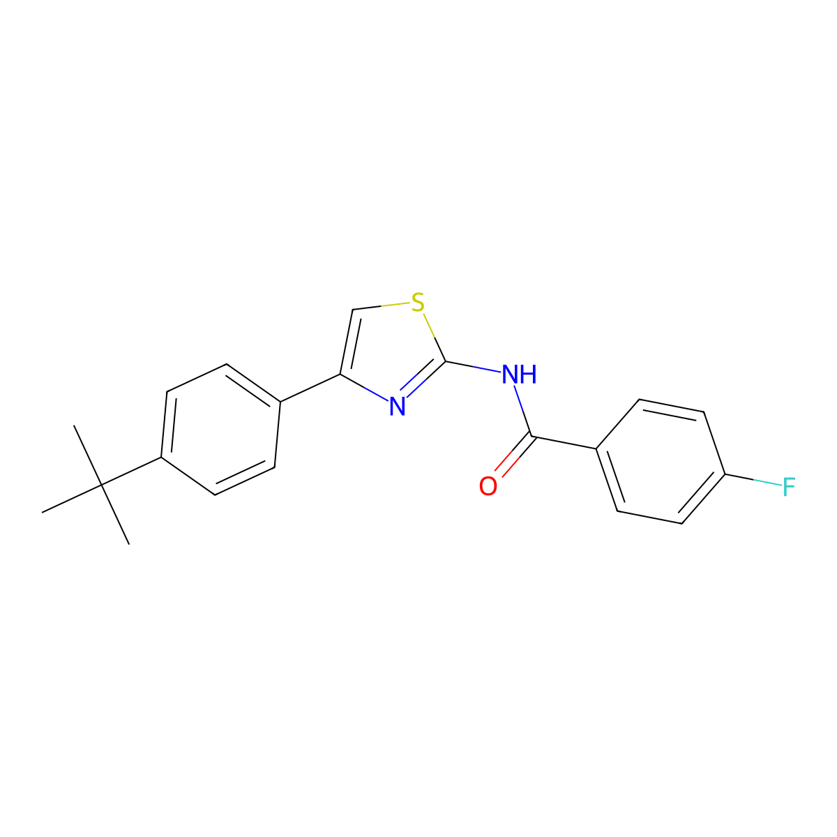 N-[4-(4-tert-butylphenyl)-1,3-thiazol-2-yl]-4-fluorobenzamide molecular structure, CAS 295362-15-1