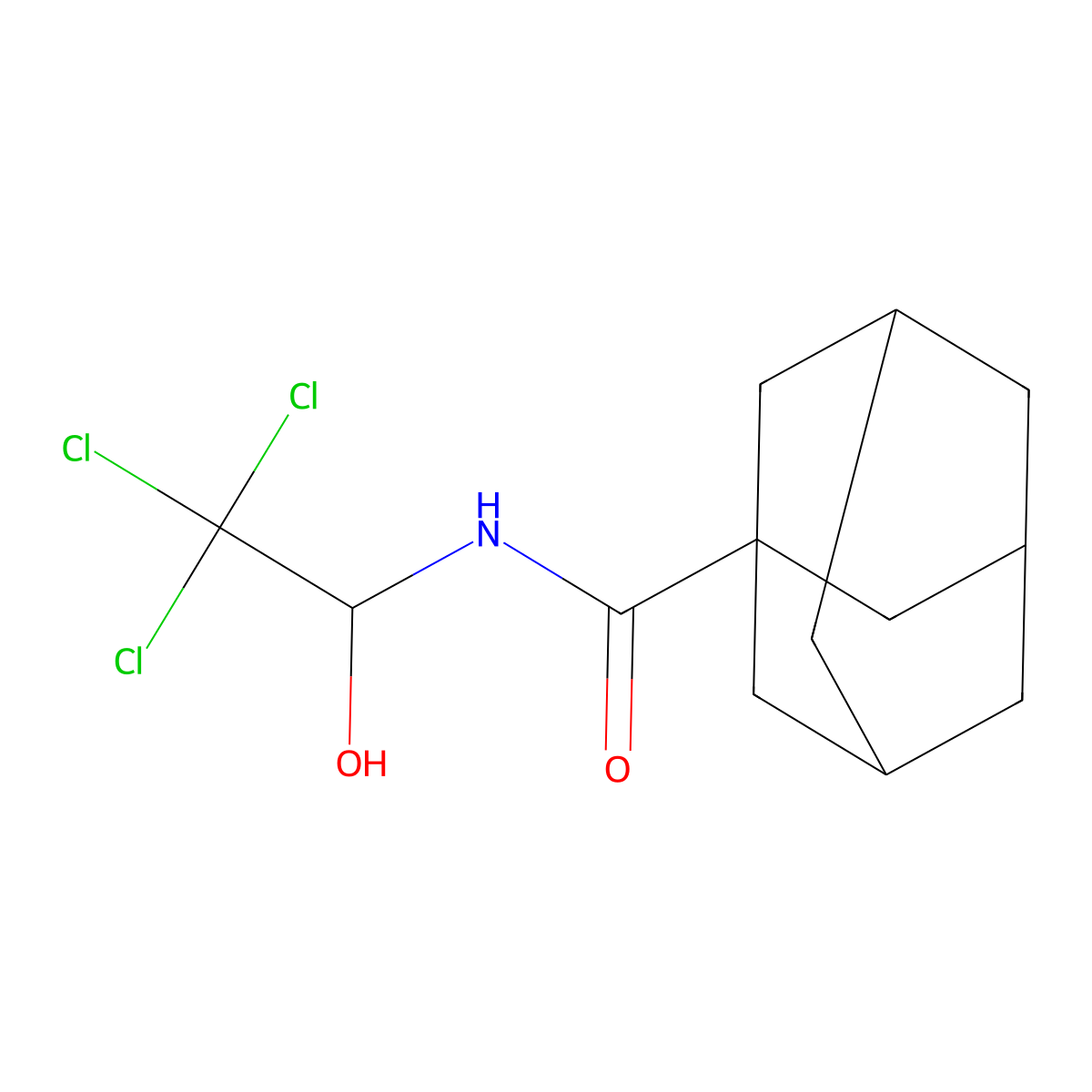 N-(2,2,2-trichloro-1-hydroxyethyl)adamantane-1-carboxamide molecular structure, CAS 295362-27-5