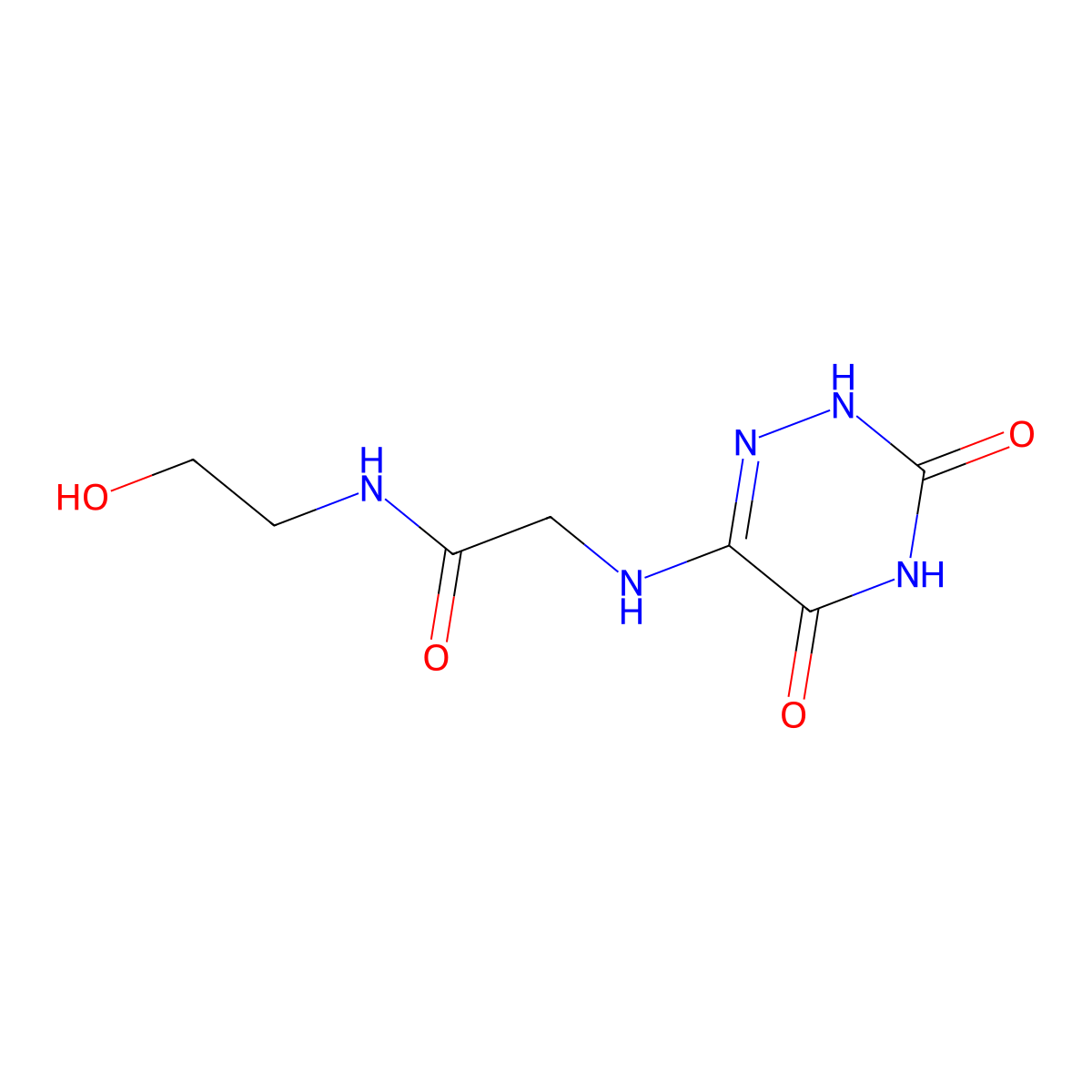2-[(3,5-Dioxo-2,3,4,5-tetrahydro-1,2,4-triazin-6-yl)amino]-N-(2-hydroxyethyl)acetamide molecular structure, CAS 295362-32-2