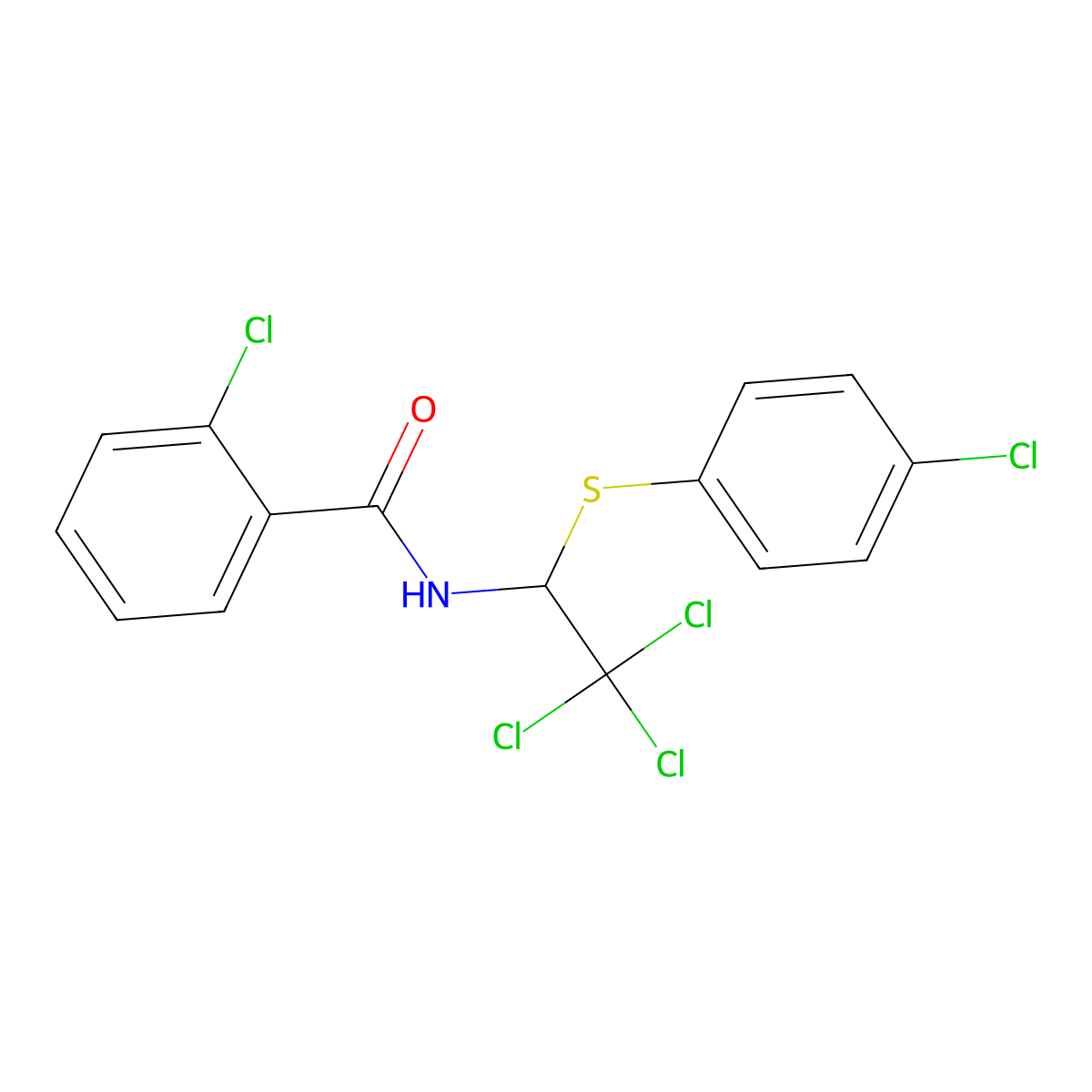 2-chloro-N-{2,2,2-trichloro-1-[(4-chlorophenyl)sulfanyl]ethyl}benzamide molecular structure, CAS 295362-69-5