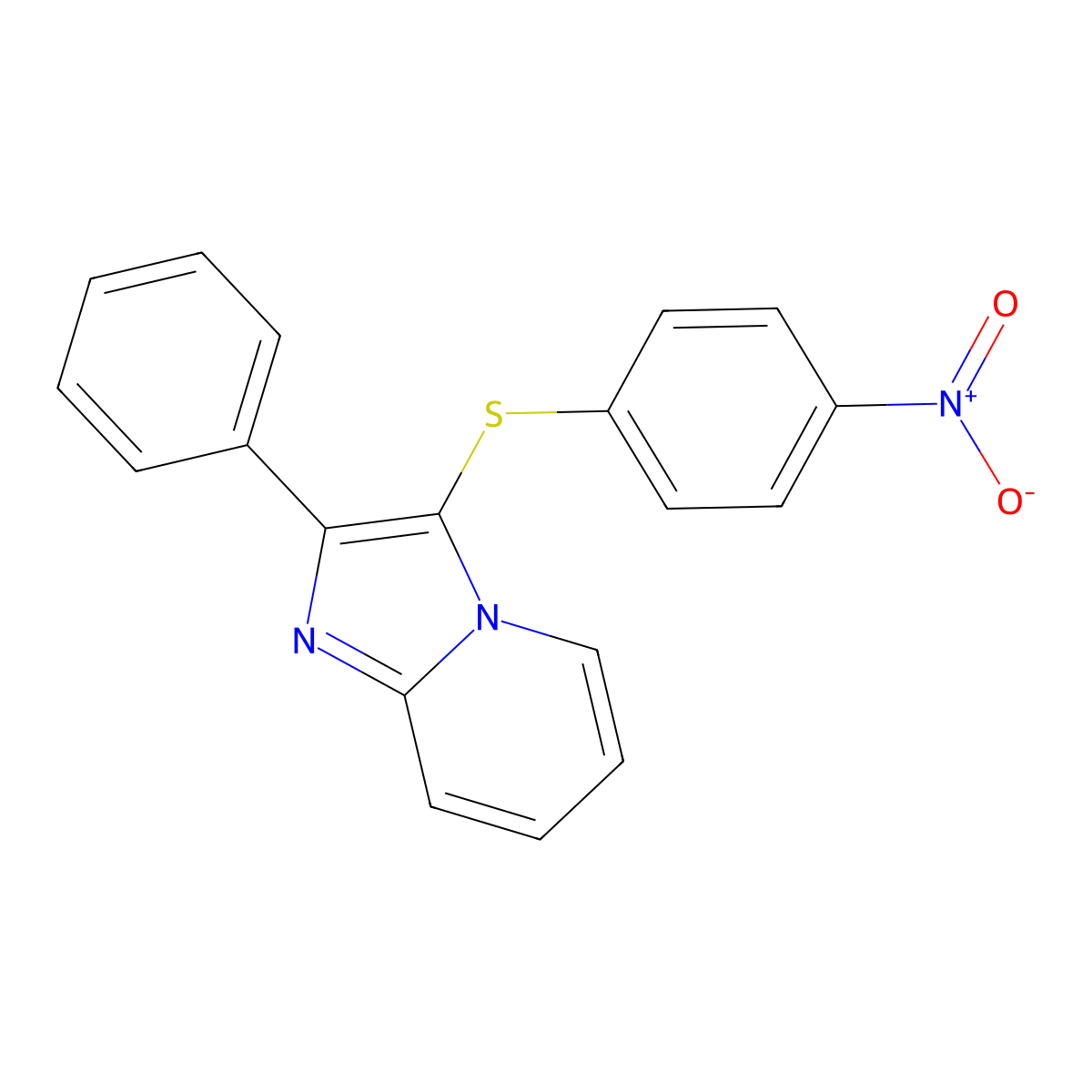 3-((4-Nitrophenyl)thio)-2-phenylimidazo[1,2-a]pyridine molecular structure, CAS 295363-15-4