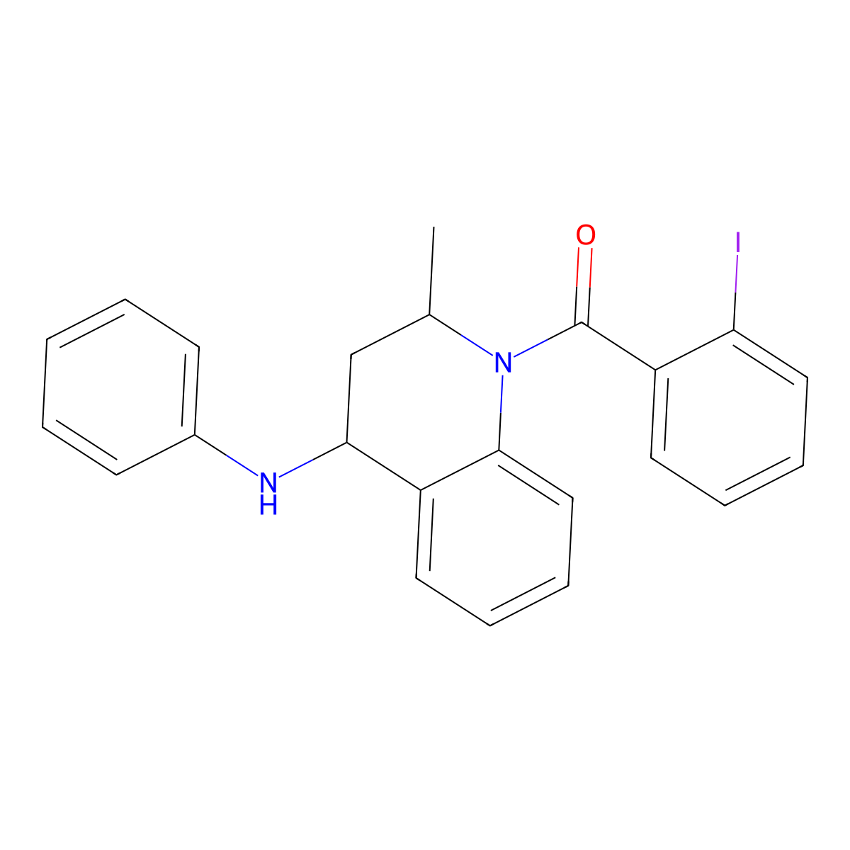 (4-anilino-2-methyl-3,4-dihydro-2H-quinolin-1-yl)-(2-iodophenyl)methanone molecular structure, CAS 295363-90-5