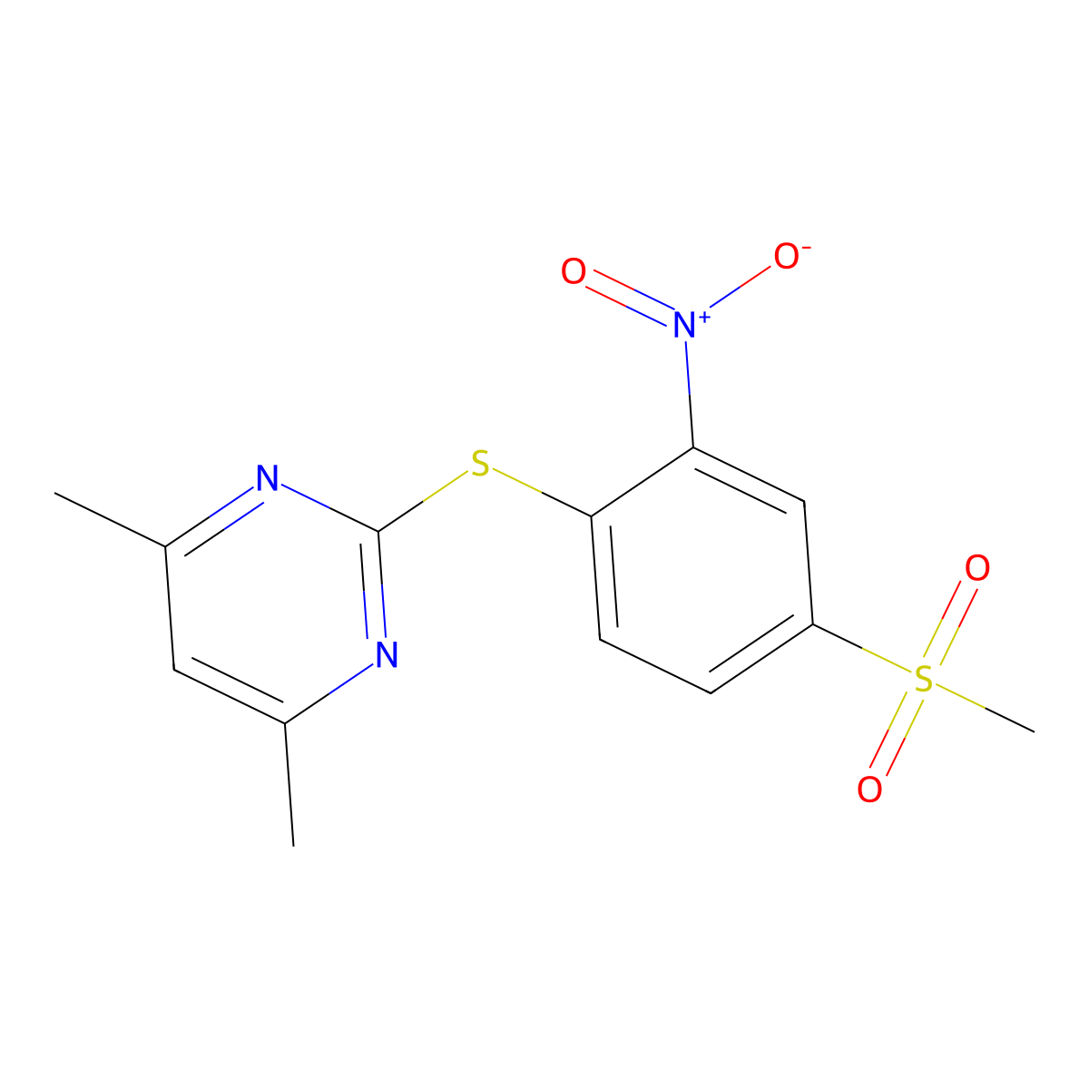2-[(4-Methanesulfonyl-2-nitrophenyl)sulfanyl]-4,6-dimethylpyrimidine molecular structure, CAS 295364-22-6