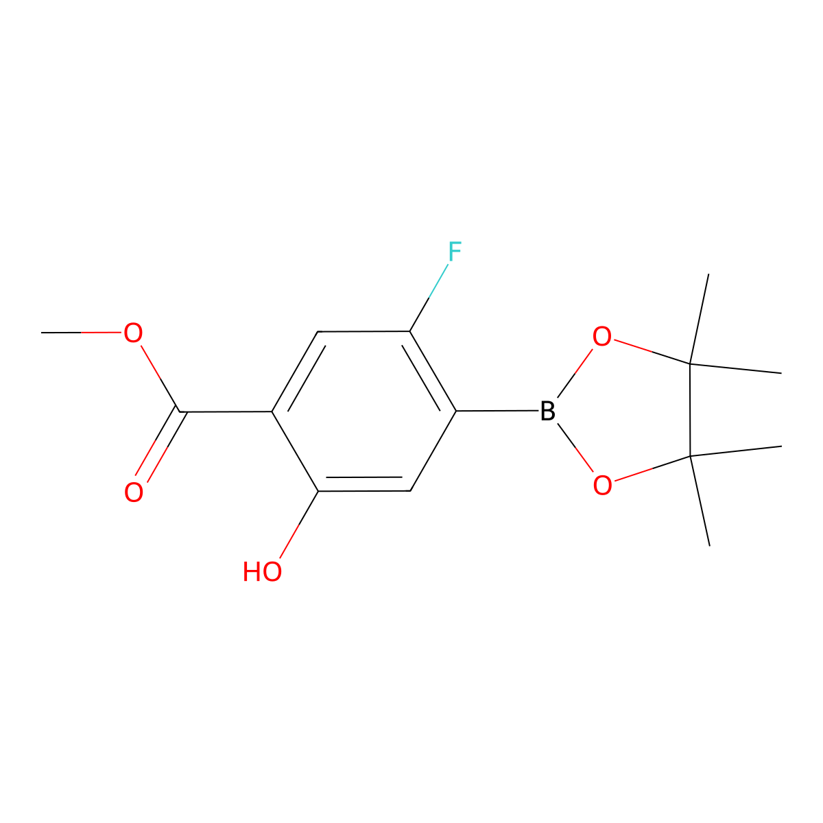 Methyl 5-fluoro-2-hydroxy-4-(4,4,5,5-tetramethyl-1,3,2-dioxaborolan-2-yl)benzoate molecular structure, CAS 2953661-62-4