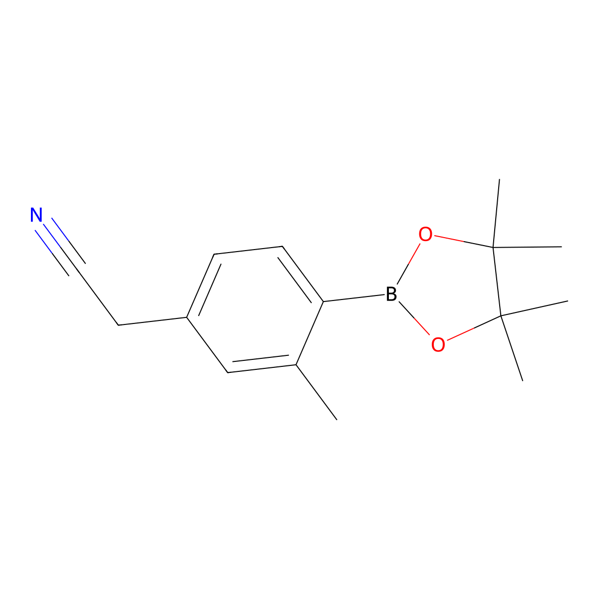 2-(3-Methyl-4-(4,4,5,5-tetramethyl-1,3,2-dioxaborolan-2-YL)phenyl)acetonitrile molecular structure, CAS 2953780-57-7
