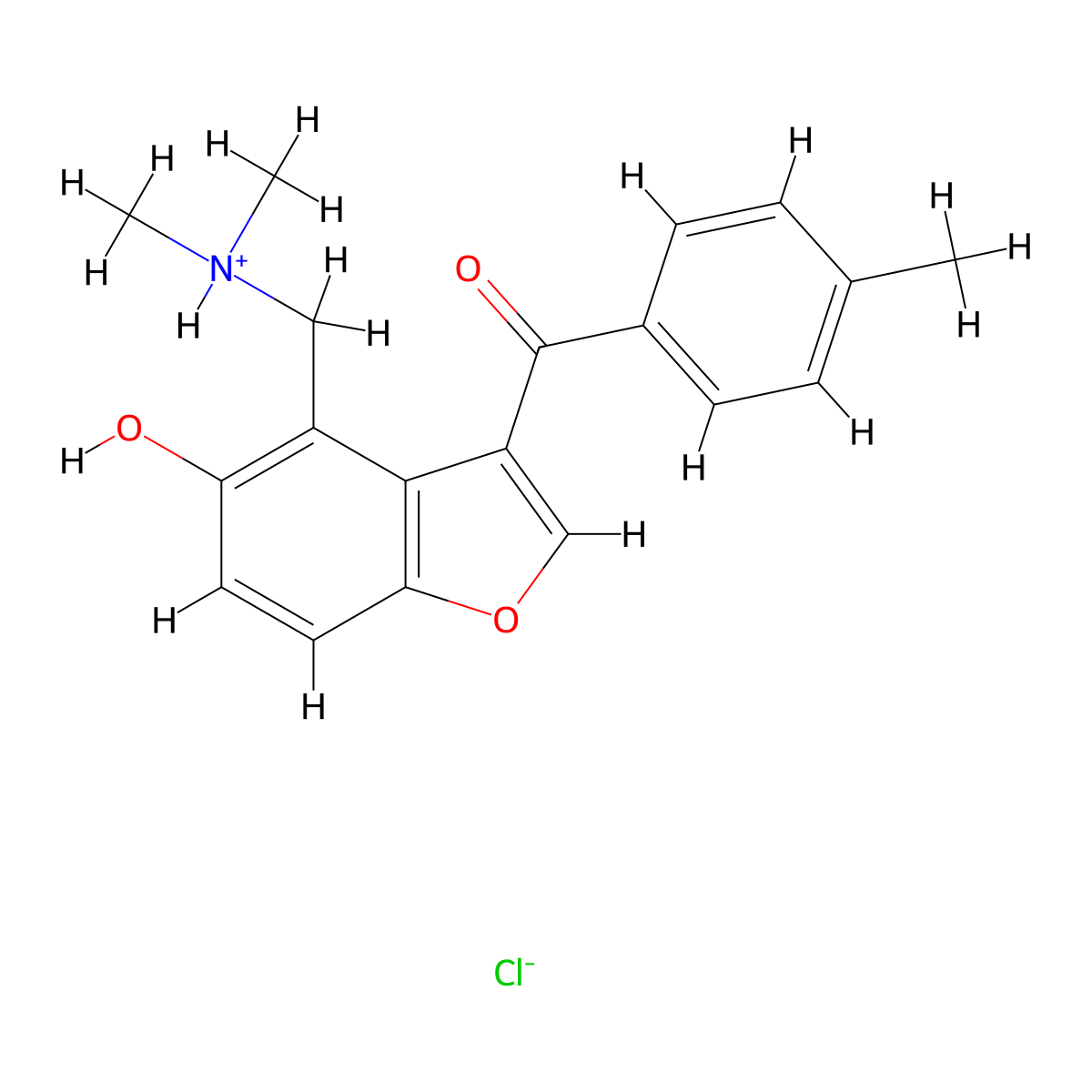 5-Benzofuranol, 4-dimethylaminomethyl-3-(p-toluoyl)-, hydrochloride molecular structure, CAS 29538-92-9