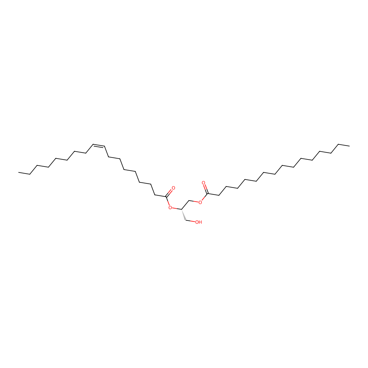 1-Palmitoyl-2-oleoyl-sn-glycerol molecular structure, CAS 29541-66-0