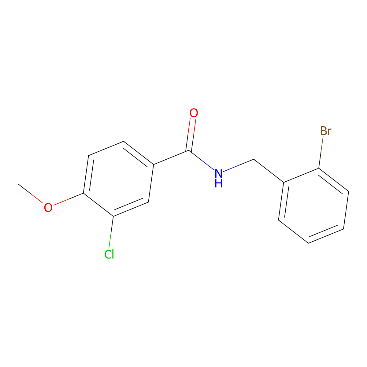 Benzamide, N-[(2-bromophenyl)methyl]-3-chloro-4-methoxy- molecular structure, CAS 2954197-79-4
