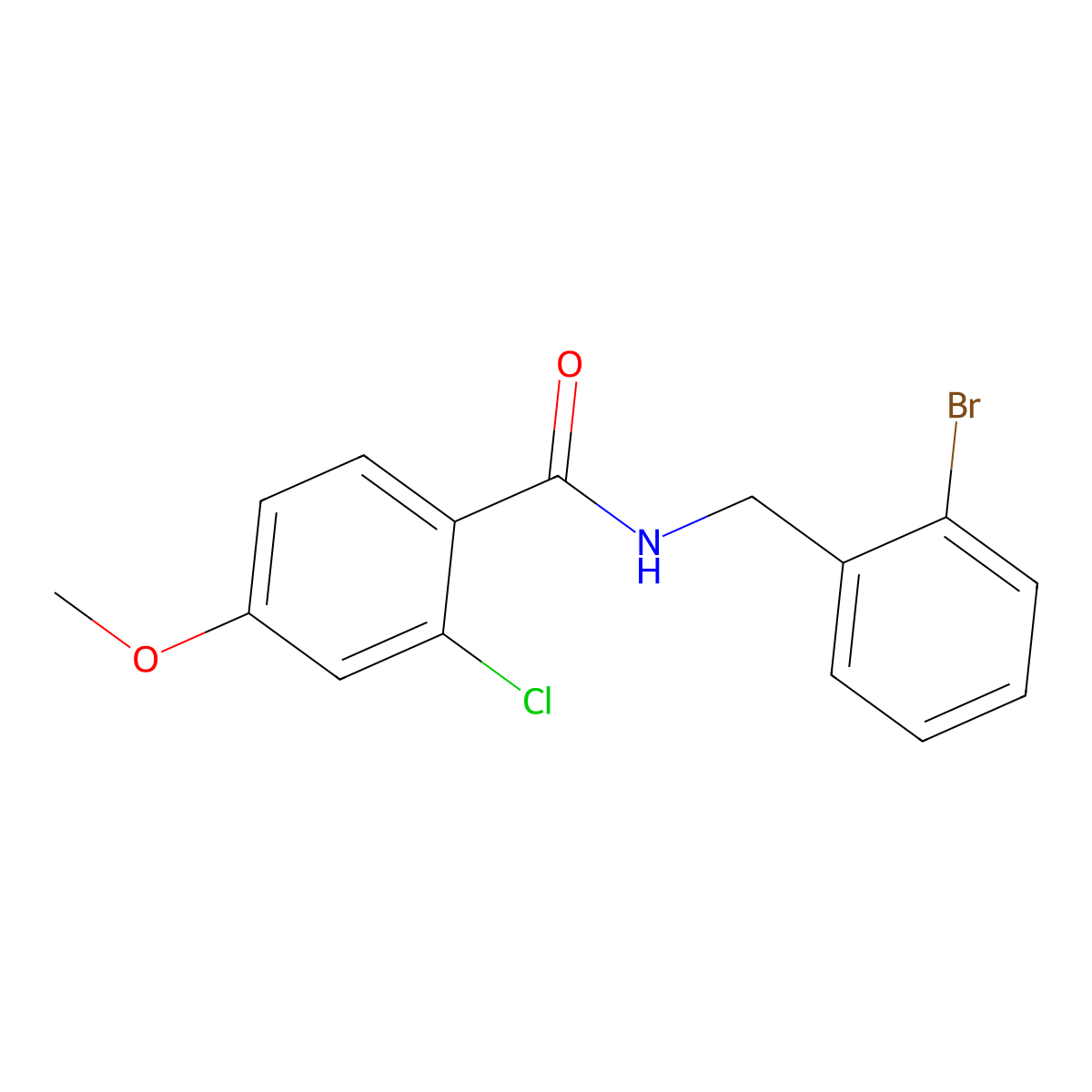 Benzamide, N-[(2-bromophenyl)methyl]-2-chloro-4-methoxy- molecular structure, CAS 2954417-95-7