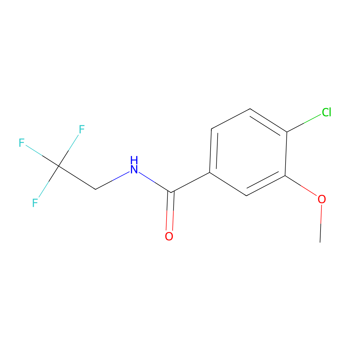 4-chloro-3-methoxy-N-(2,2,2-trifluoroethyl)benzamide molecular structure, CAS 2954459-21-1