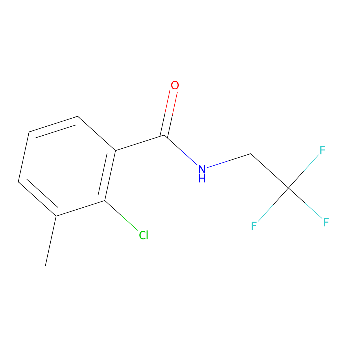 Benzamide, 2-chloro-3-methyl-N-(2,2,2-trifluoroethyl)- molecular structure, CAS 2954531-40-7