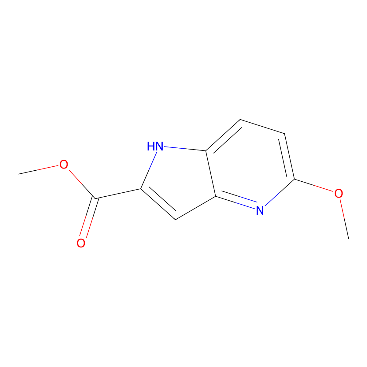methyl 5-methoxy-1H-pyrrolo[3,2-b]pyridine-2-carboxylate molecular structure, CAS 29546-55-2