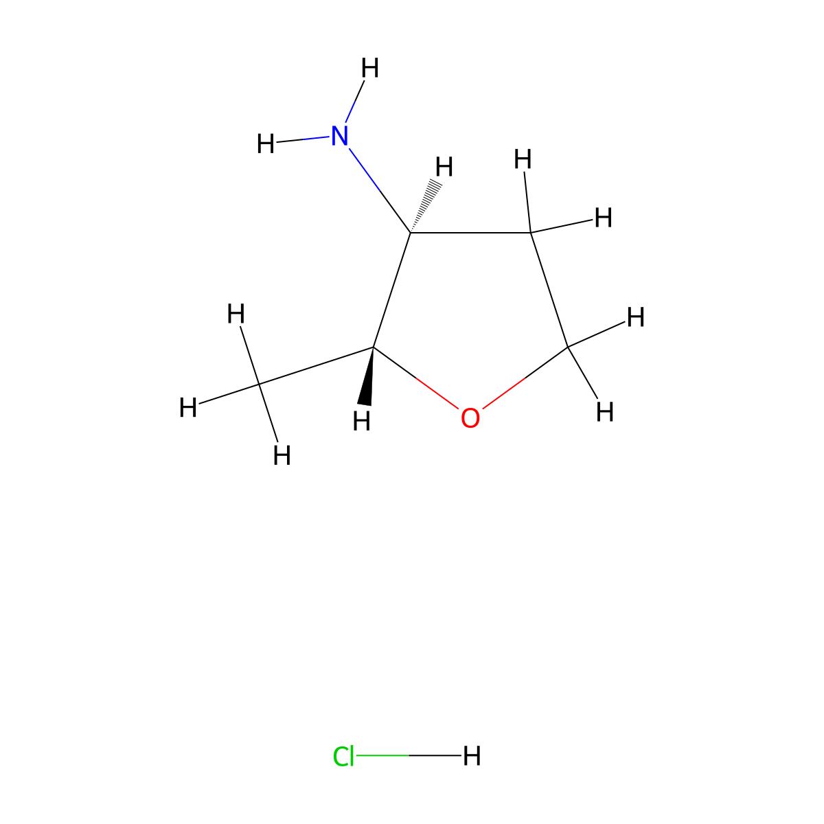 (2R,3S)-2-methyltetrahydrofuran-3-amine;hydrochloride molecular structure, CAS 2954726-16-8