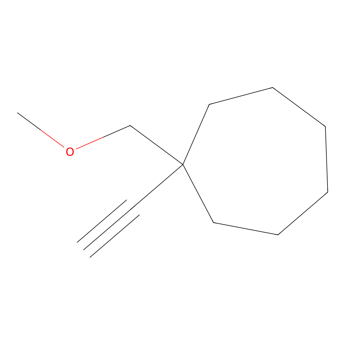 1-Ethynyl-1-(methoxymethyl)cycloheptane molecular structure, CAS 2954732-98-8