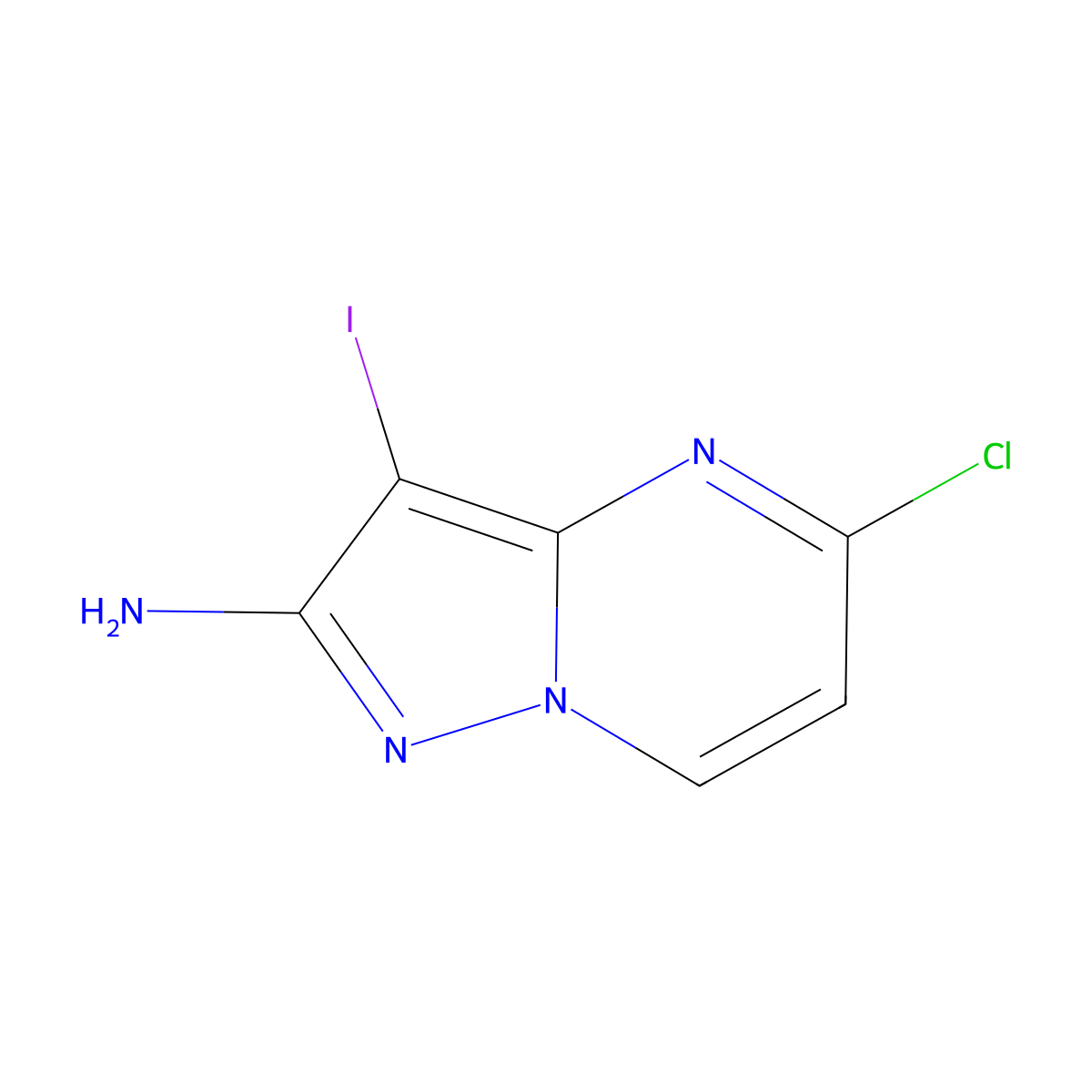 5-Chloro-3-iodopyrazolo[1,5-a]pyrimidin-2-amine molecular structure, CAS 2954733-09-4