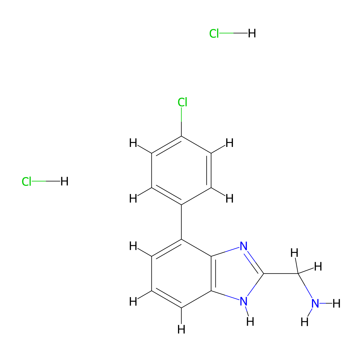 [4-(4-chlorophenyl)-1H-benzimidazol-2-yl]methanamine;dihydrochloride molecular structure, CAS 2954733-23-2