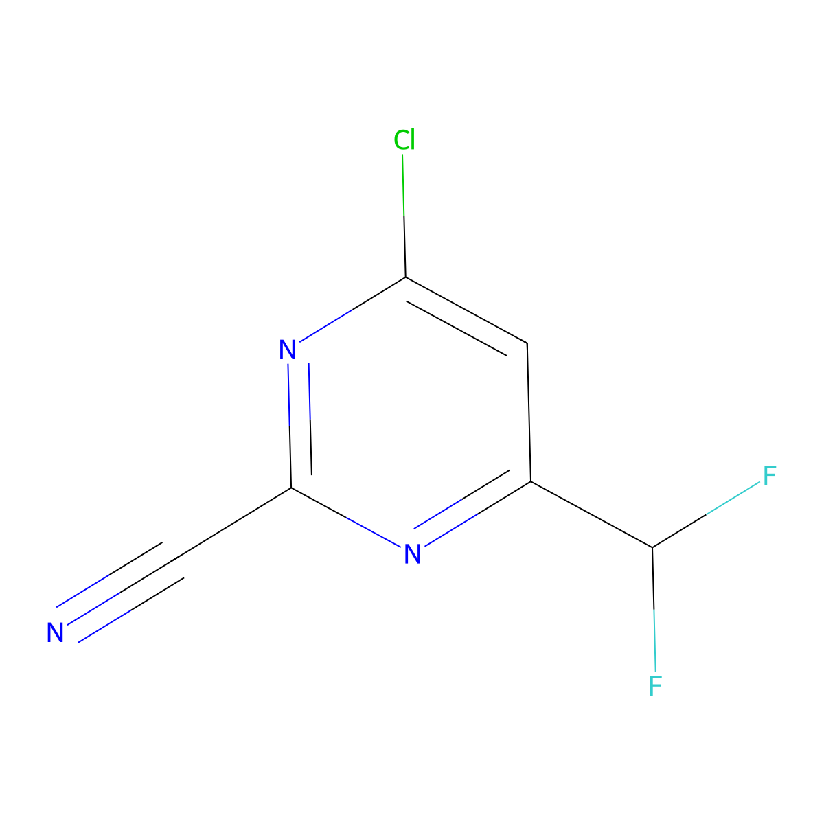 4-Chloro-6-(difluoromethyl)pyrimidine-2-carbonitrile molecular structure, CAS 2954735-45-4
