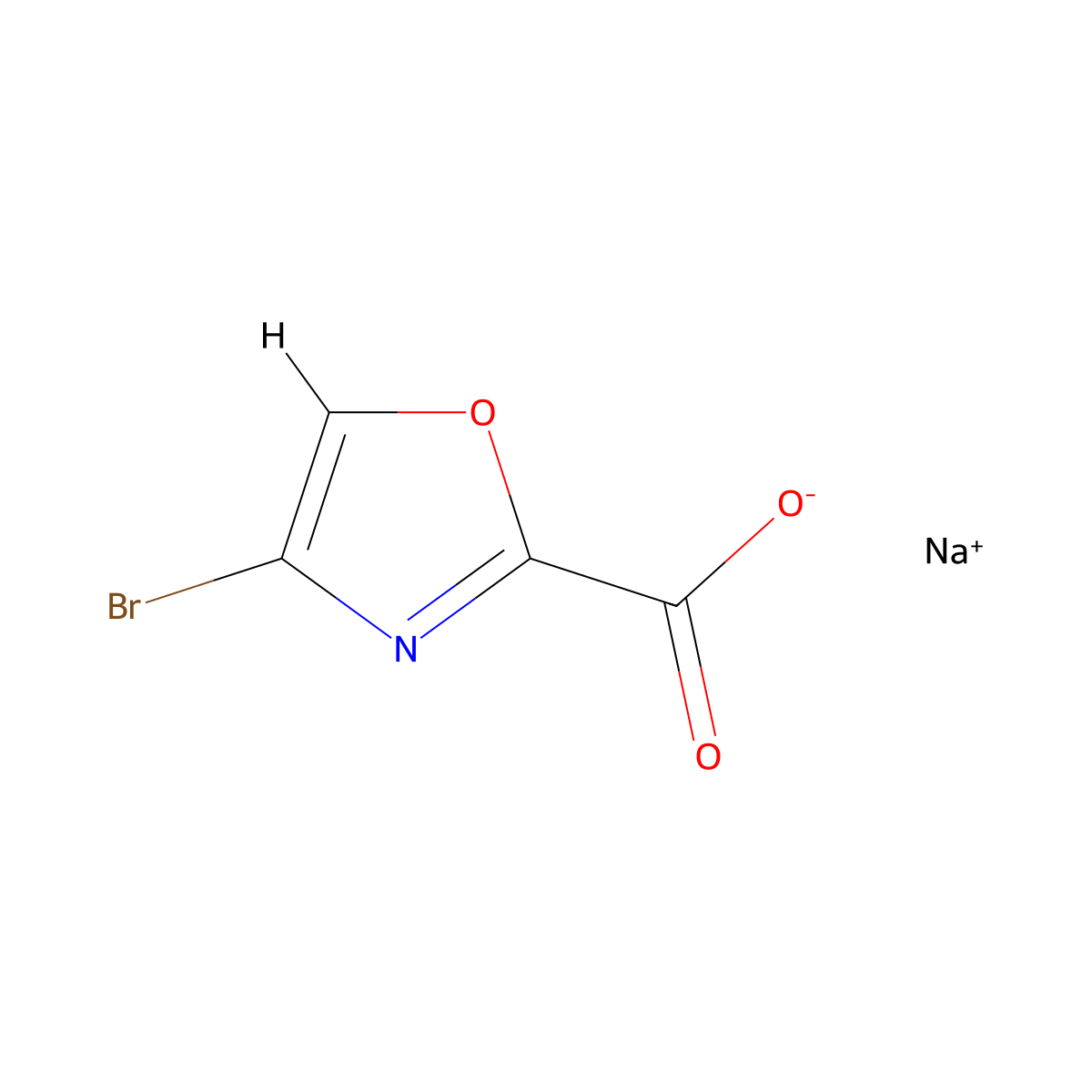 Sodium 4-bromo-1,3-oxazole-2-carboxylate molecular structure, CAS 2954735-98-7