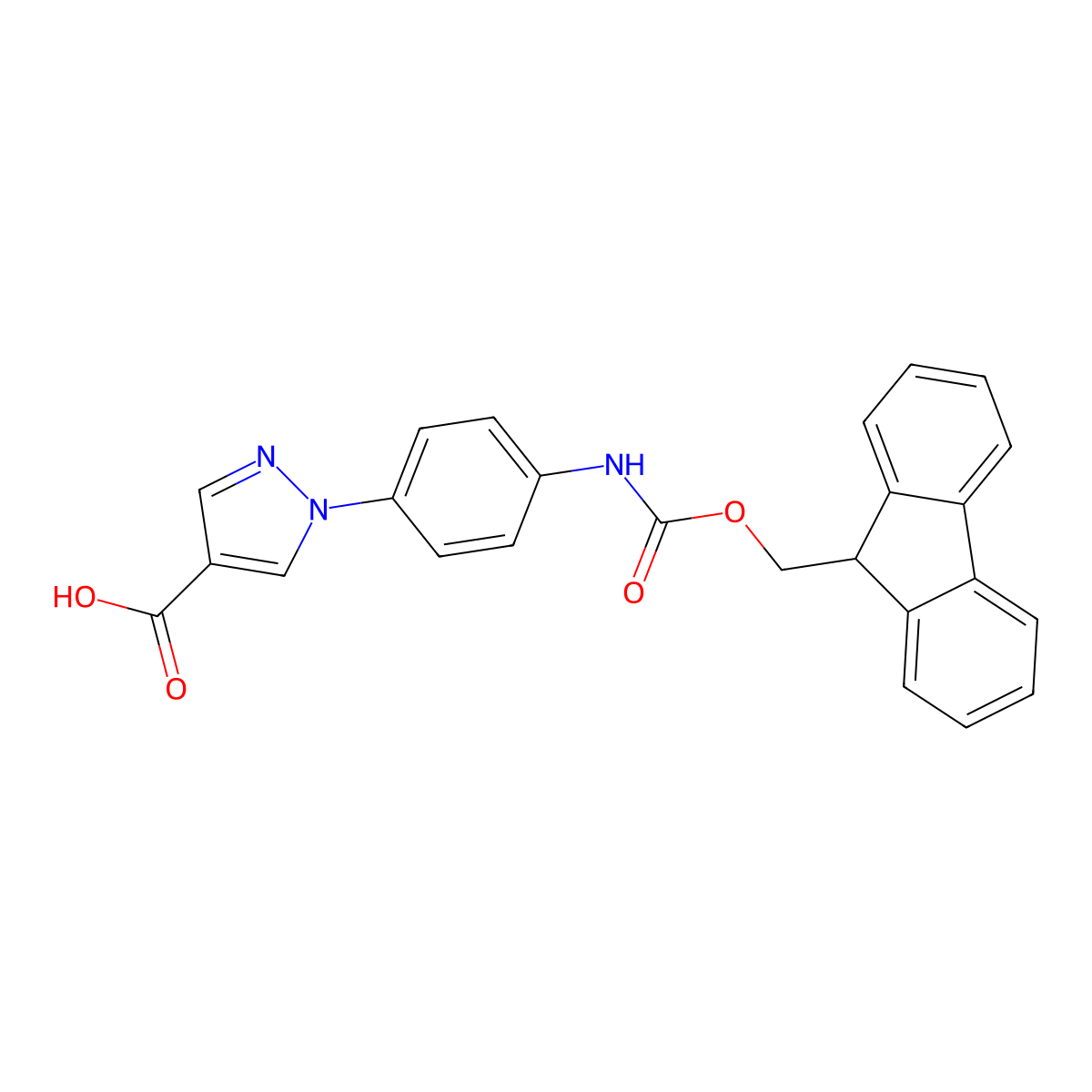 1-[4-({[(9H-fluoren-9-yl)methoxy]carbonyl}amino)phenyl]-1H-pyrazole-4-carboxylic acid molecular structure, CAS 2954736-03-7