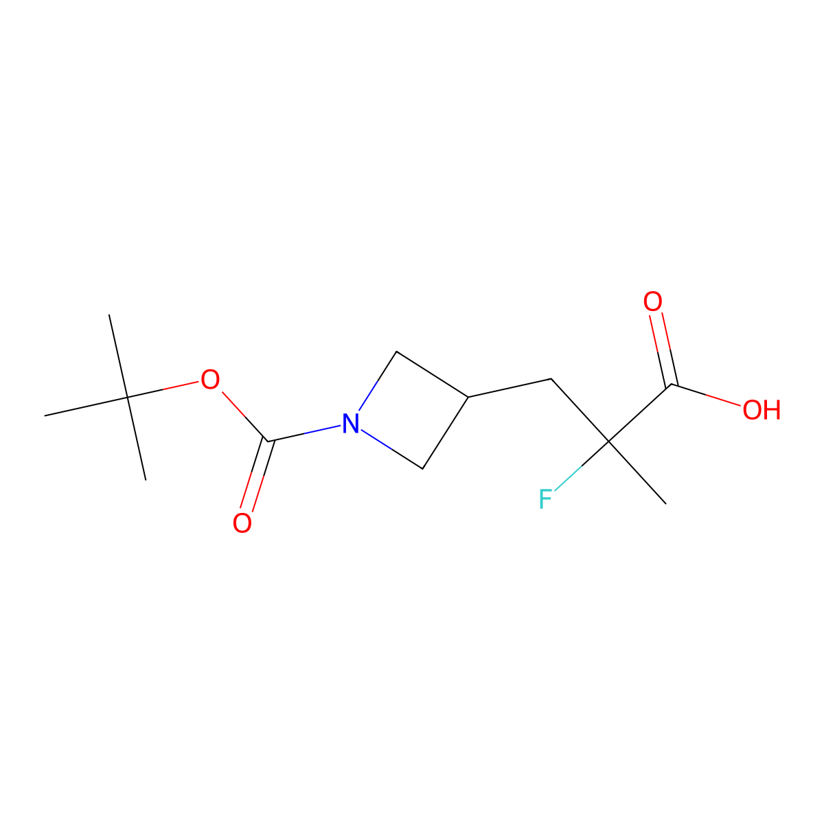 3-{1-[(Tert-butoxy)carbonyl]azetidin-3-yl}-2-fluoro-2-methylpropanoic acid molecular structure, CAS 2954742-74-4