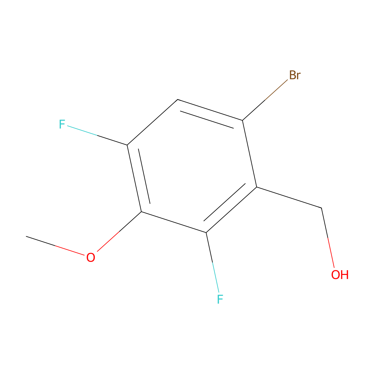 (6-Bromo-2,4-difluoro-3-methoxyphenyl)methanol molecular structure, CAS 2954744-16-0