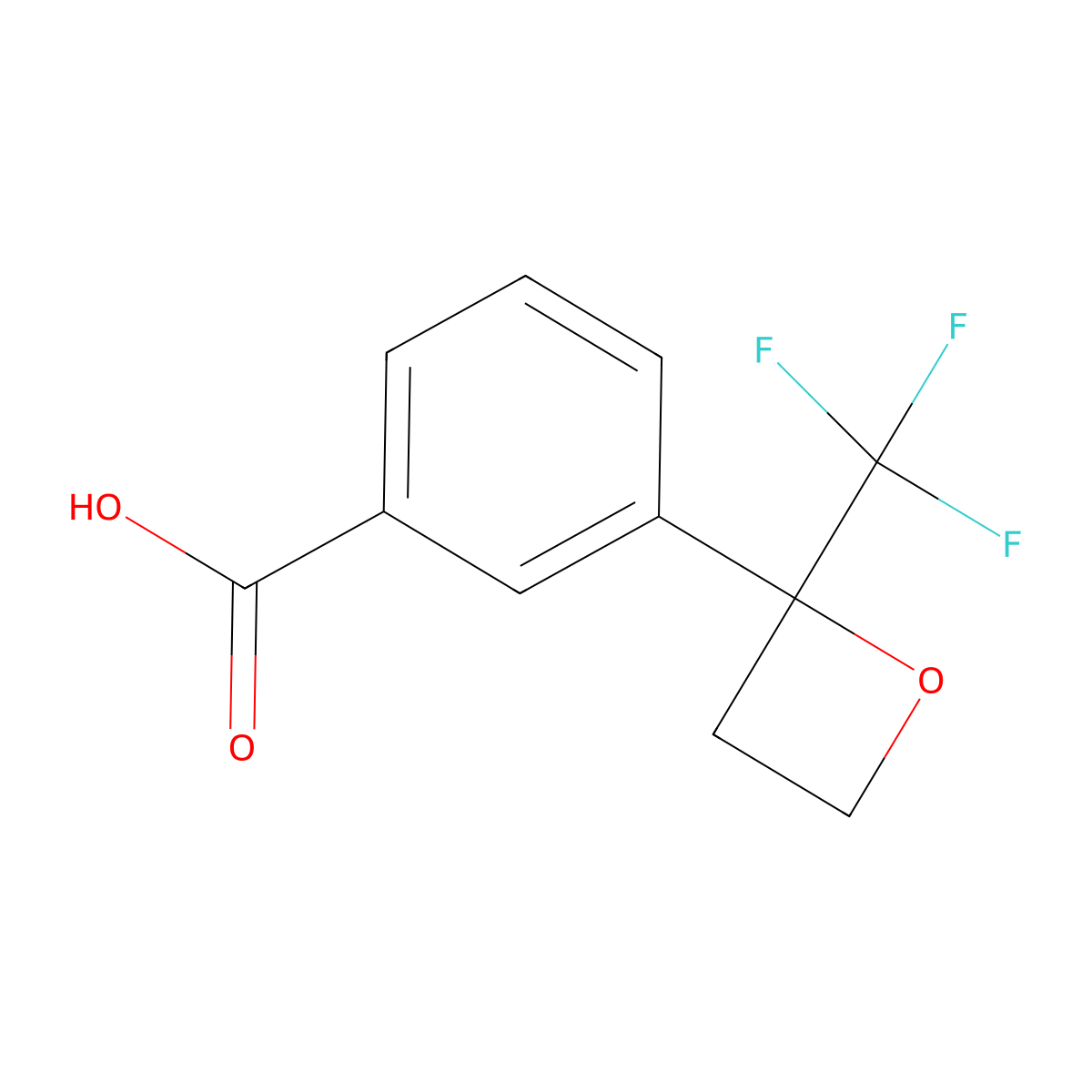 3-[2-(Trifluoromethyl)oxetan-2-yl]benzoic acid molecular structure, CAS 2954744-64-8