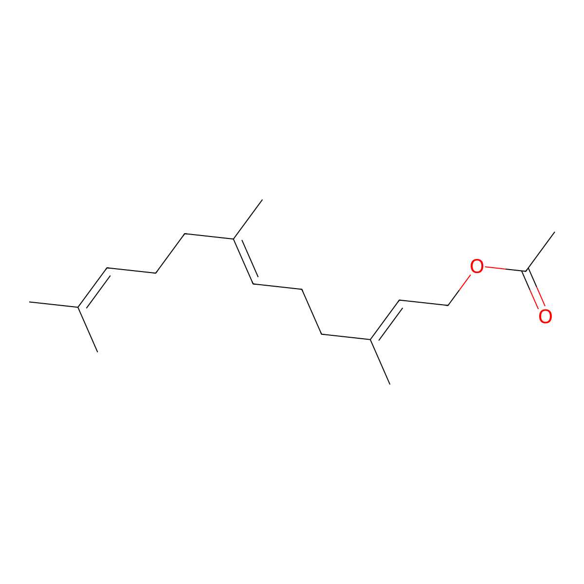 Farnesyl acetate molecular structure, CAS 29548-30-9