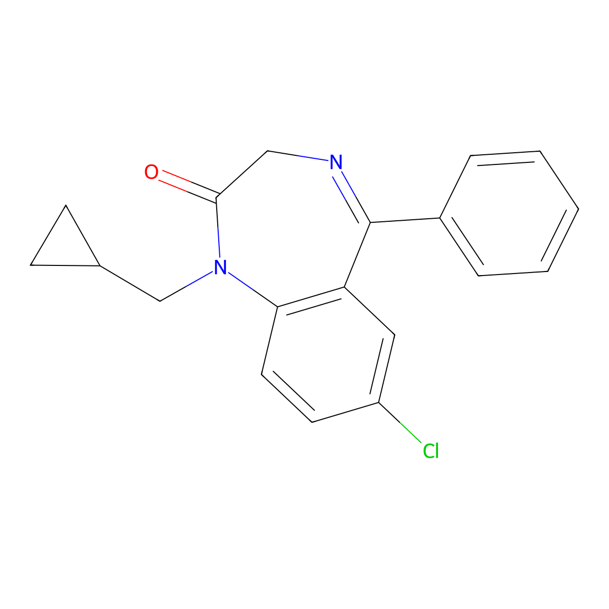 Prazepam molecular structure, CAS 2955-38-6