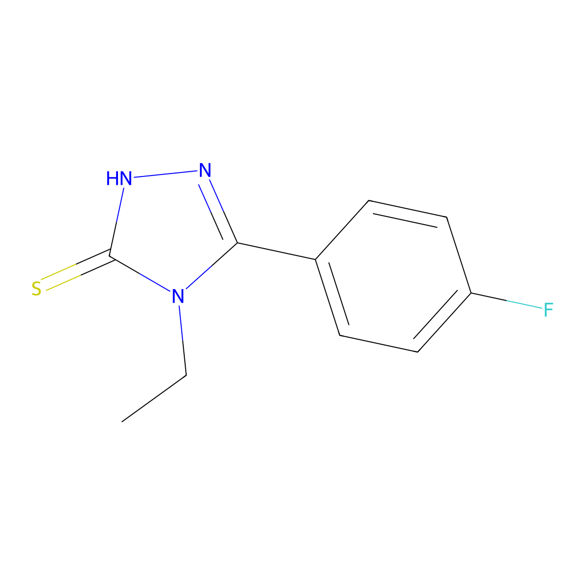 4-ethyl-5-(4-fluorophenyl)-2,4-dihydro-3H-1,2,4-triazole-3-thione molecular structure, CAS 29552-52-1