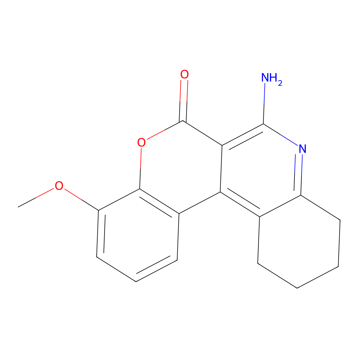 7-amino-4-methoxy-9,10,11,12-tetrahydro-6H-chromeno[3,4-c]quinolin-6-one molecular structure, CAS 29553-75-1
