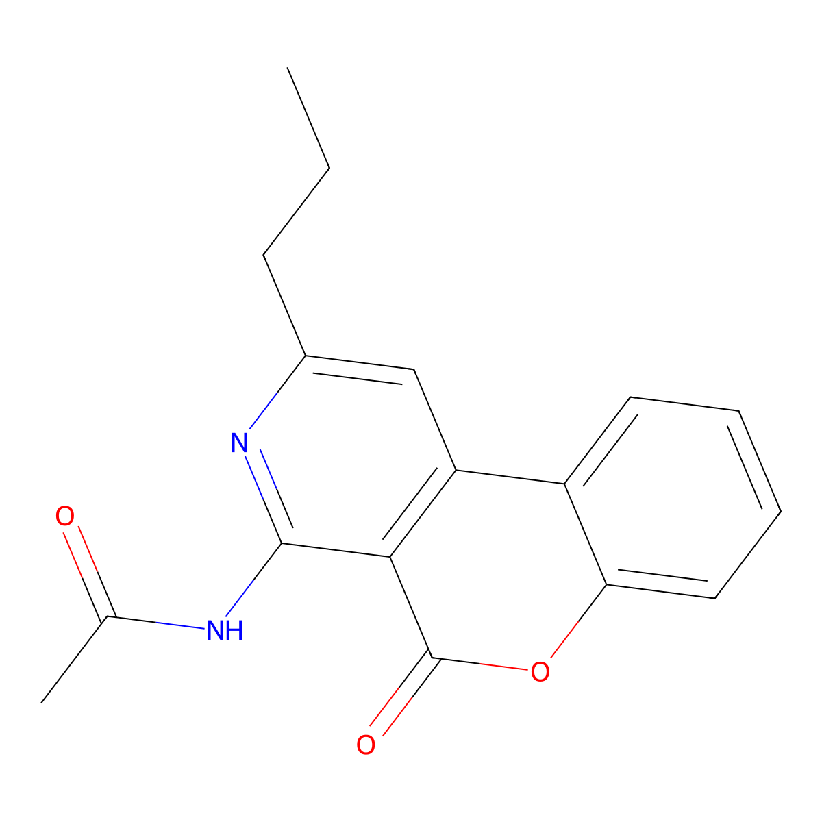 N-(5-oxo-2-propylchromeno[3,4-c]pyridin-4-yl)acetamide molecular structure, CAS 29553-78-4