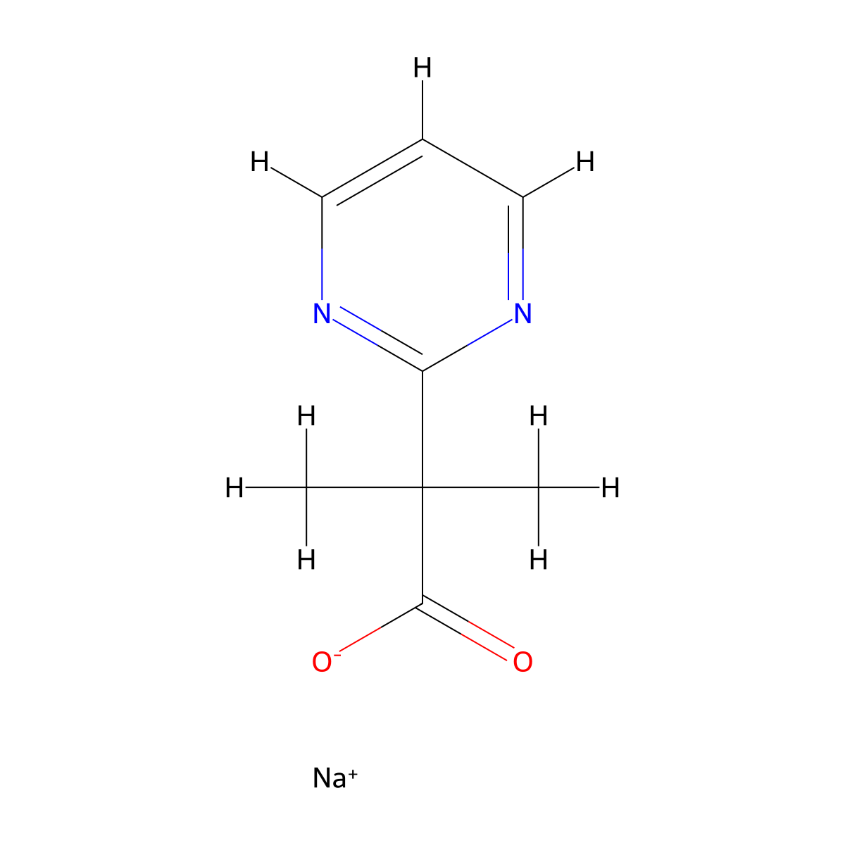 2-Methyl-2-pyrimidin-2-YL-propanoic acid sodium salt molecular structure, CAS 2955550-99-7