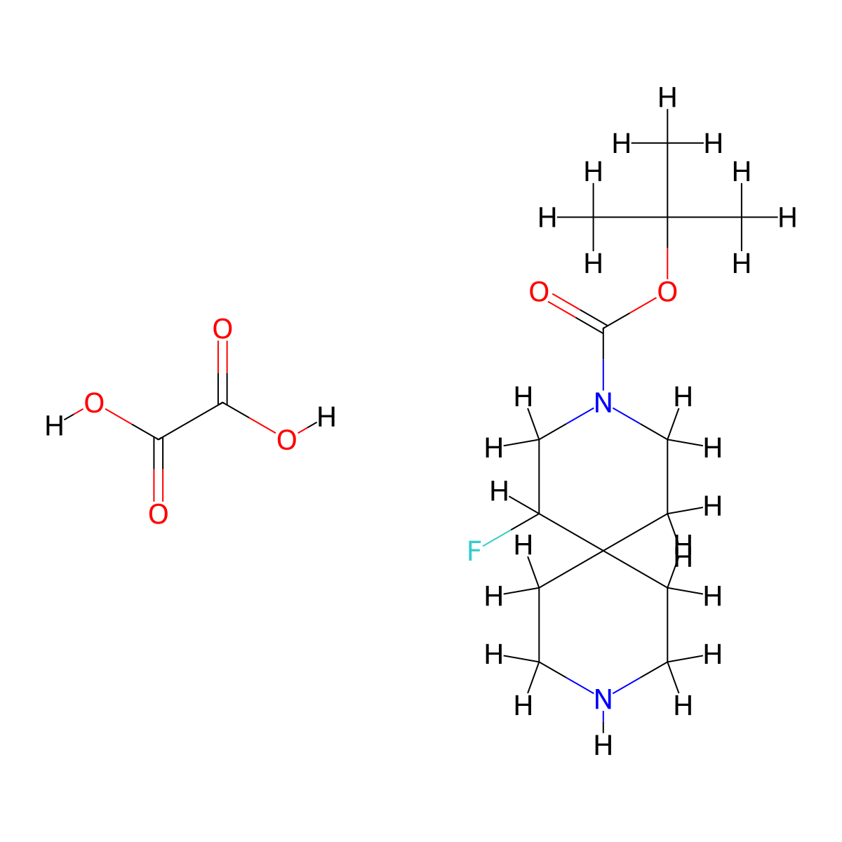 Tert-butyl 5-fluoro-3,9-diazaspiro[5.5]undecane-3-carboxylate;oxalic acid molecular structure, CAS 2955551-18-3